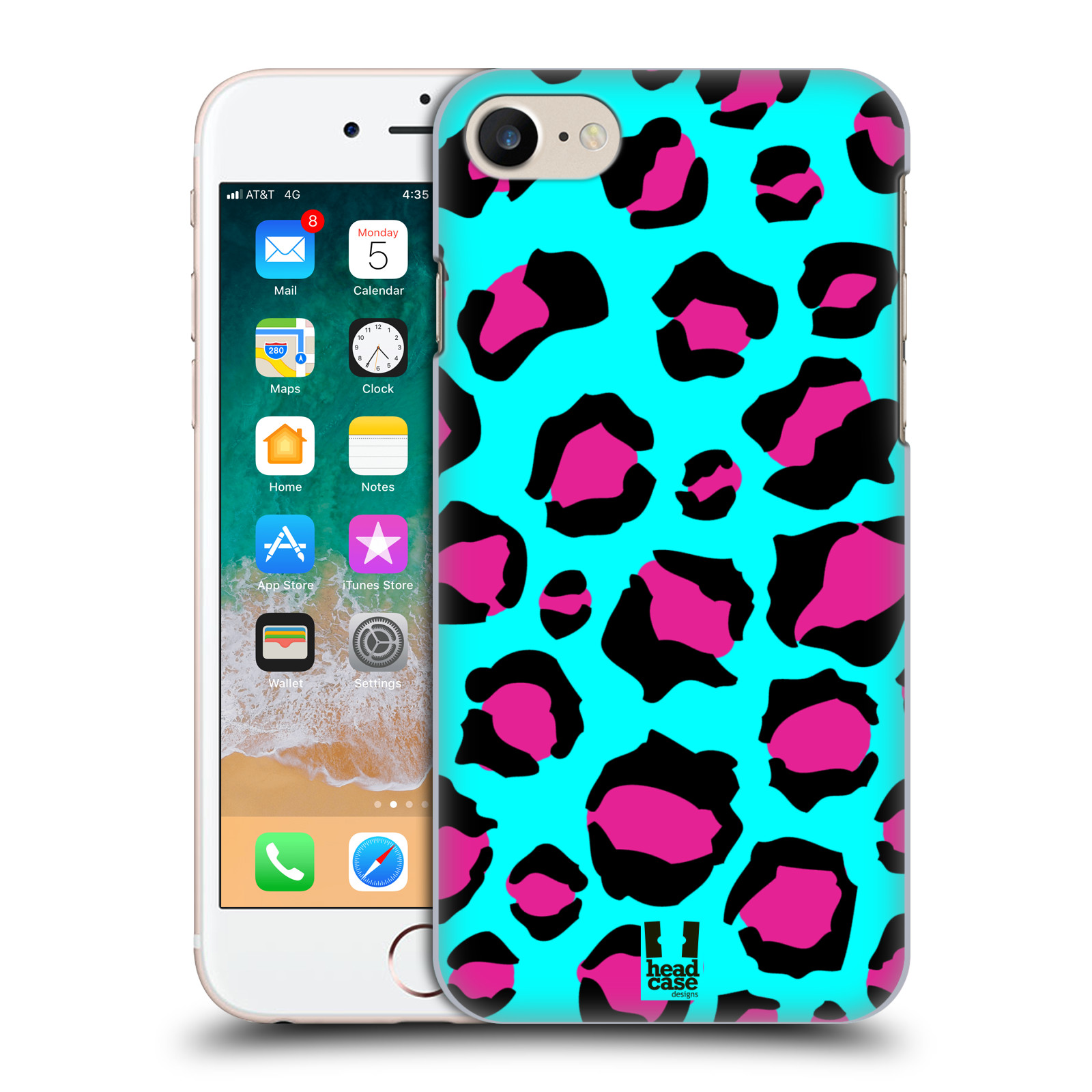 HEAD CASE plastový obal na mobil Apple Iphone 7 vzor Divočina zvíře tyrkysový leopard