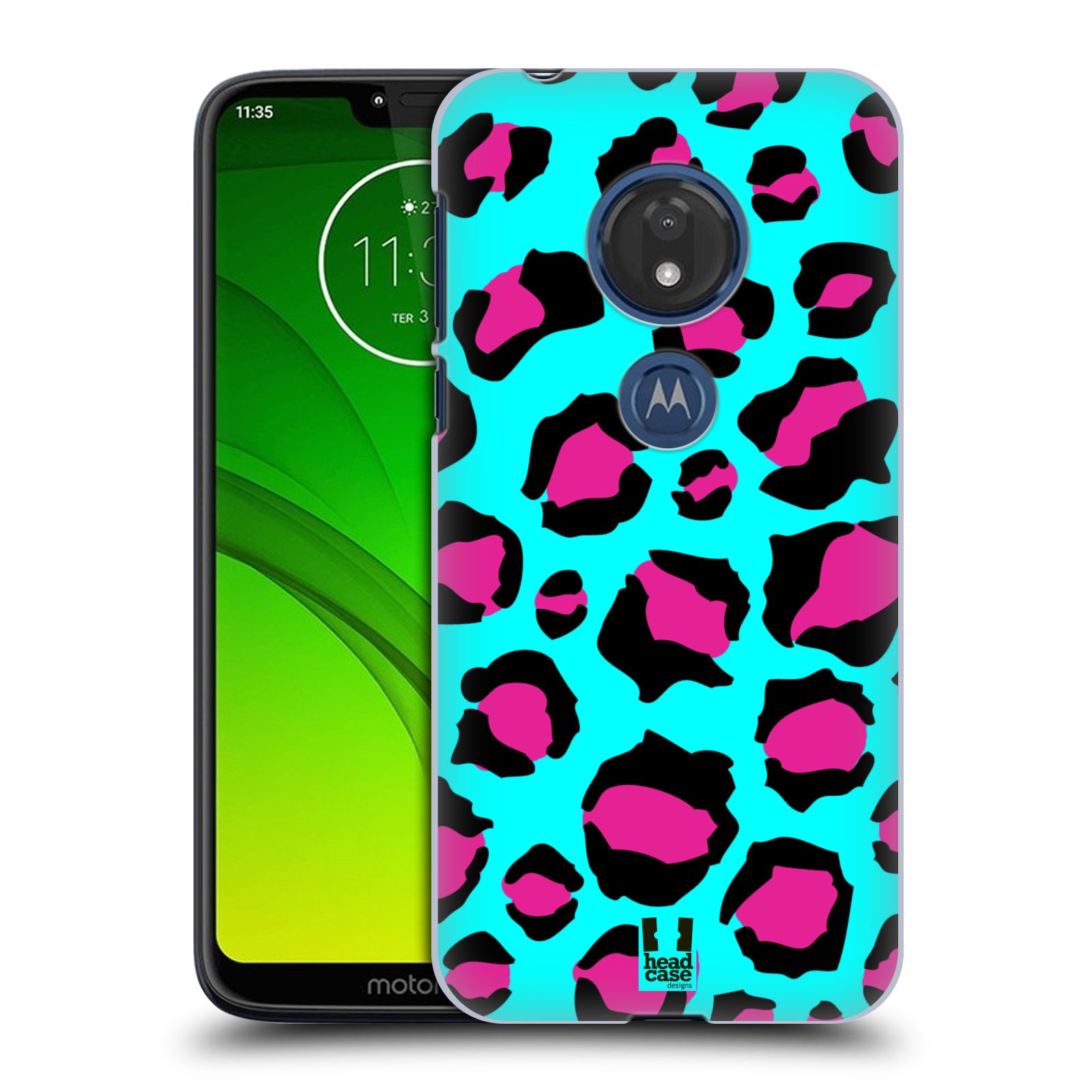 Pouzdro na mobil Motorola Moto G7 Play vzor Divočina zvíře tyrkysový leopard