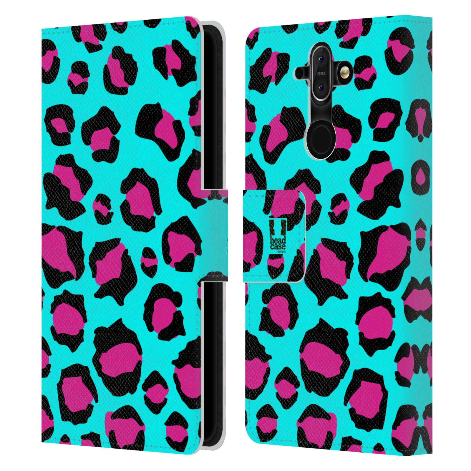 HEAD CASE Flipové pouzdro pro mobil Nokia 8 SIROCCO Zvířecí barevné vzory tyrkysový leopard