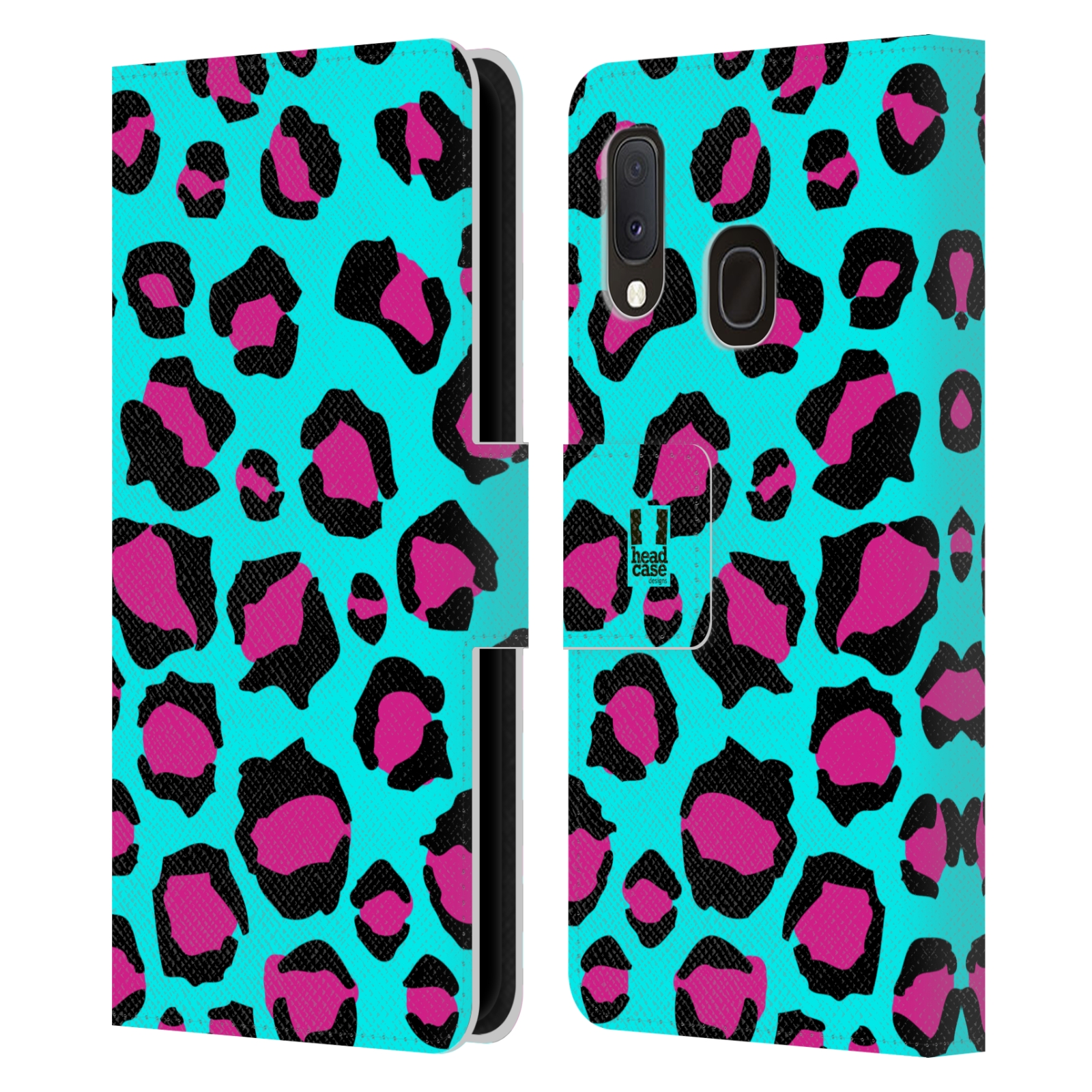 Pouzdro na mobil Samsung Galaxy A20e Zvířecí barevné vzory tyrkysový leopard