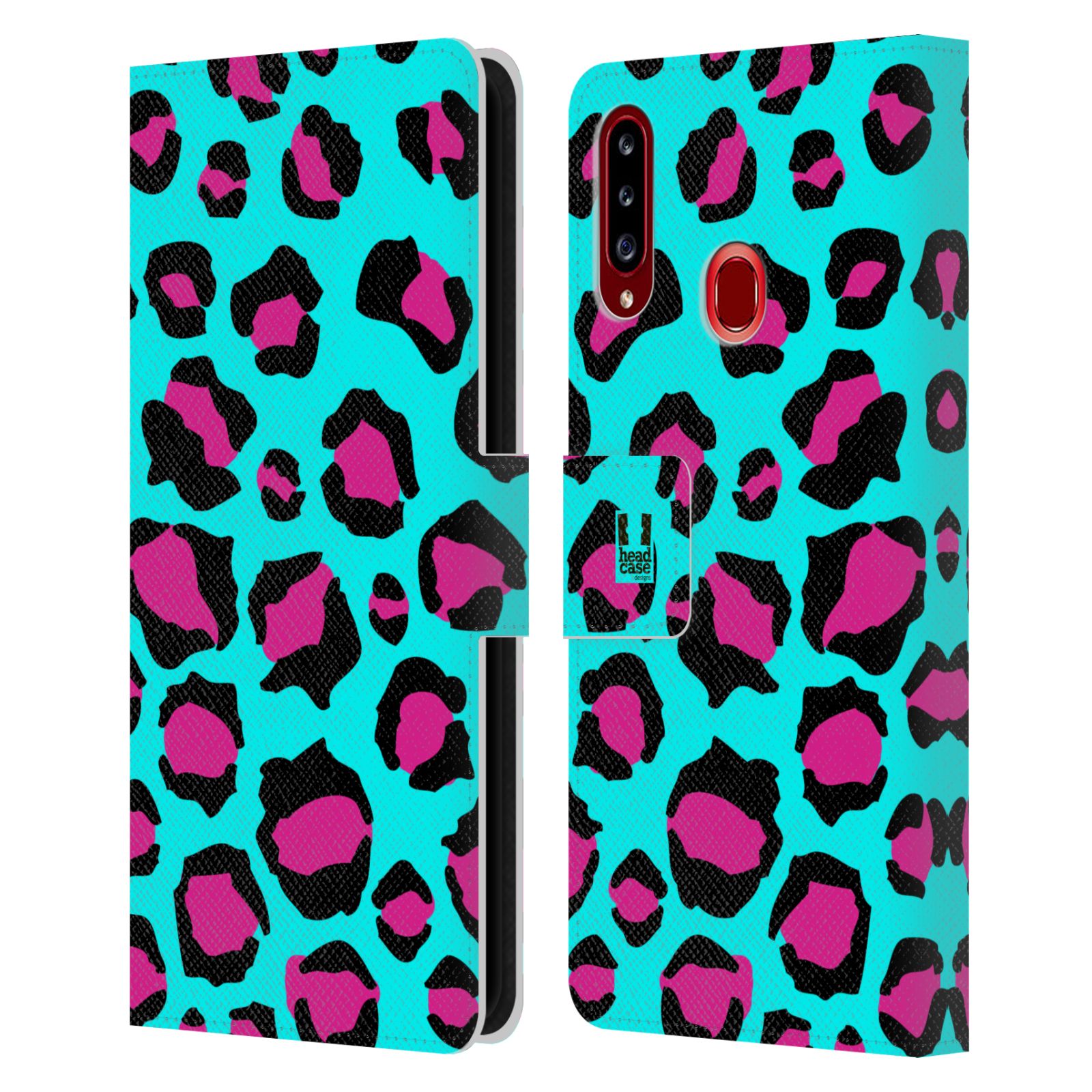 HEAD CASE Flipové pouzdro pro mobil Samsung Galaxy A20s Zvířecí barevné vzory tyrkysový leopard
