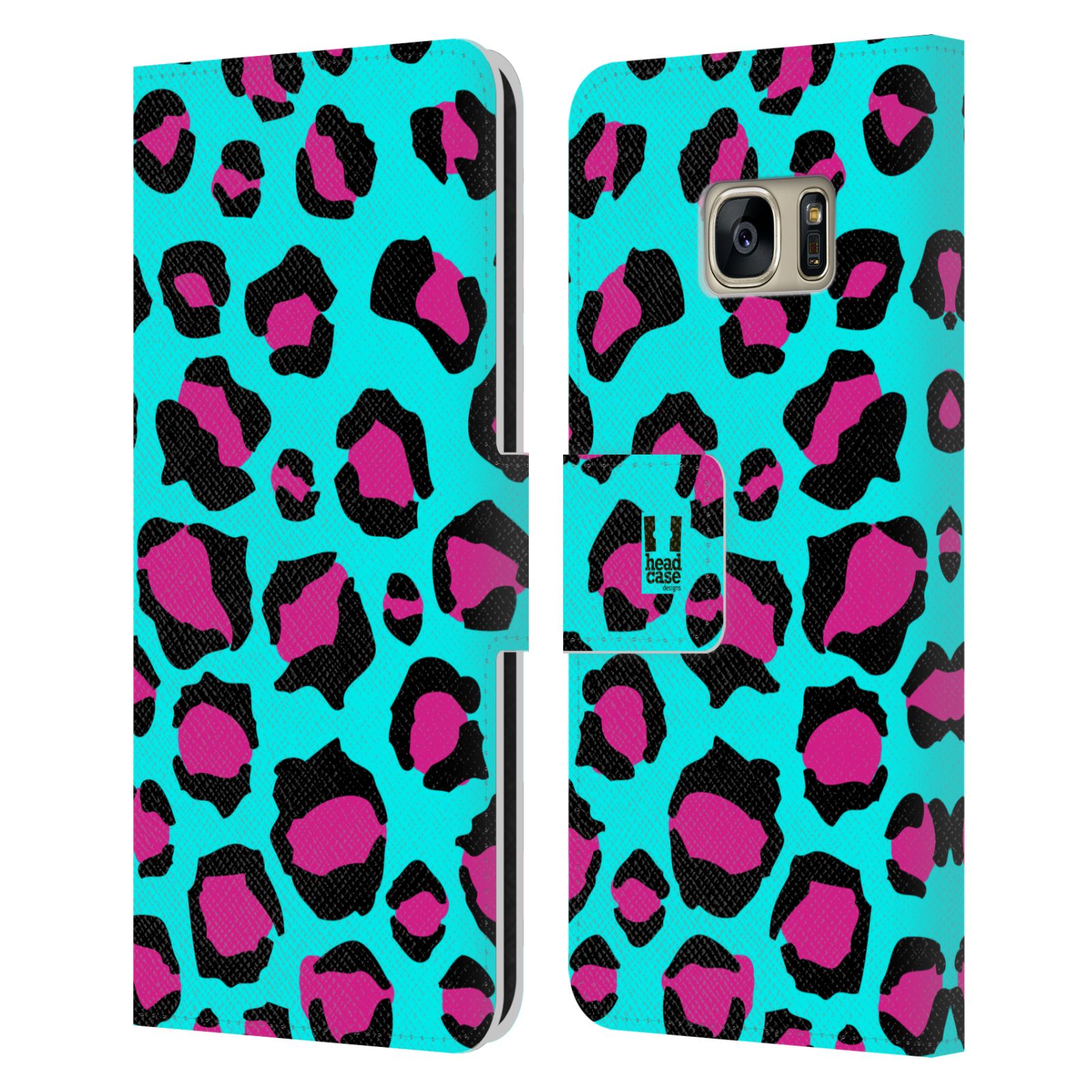 HEAD CASE Flipové pouzdro pro mobil Samsung Galaxy S7 (G9300) Zvířecí barevné vzory tyrkysový leopard