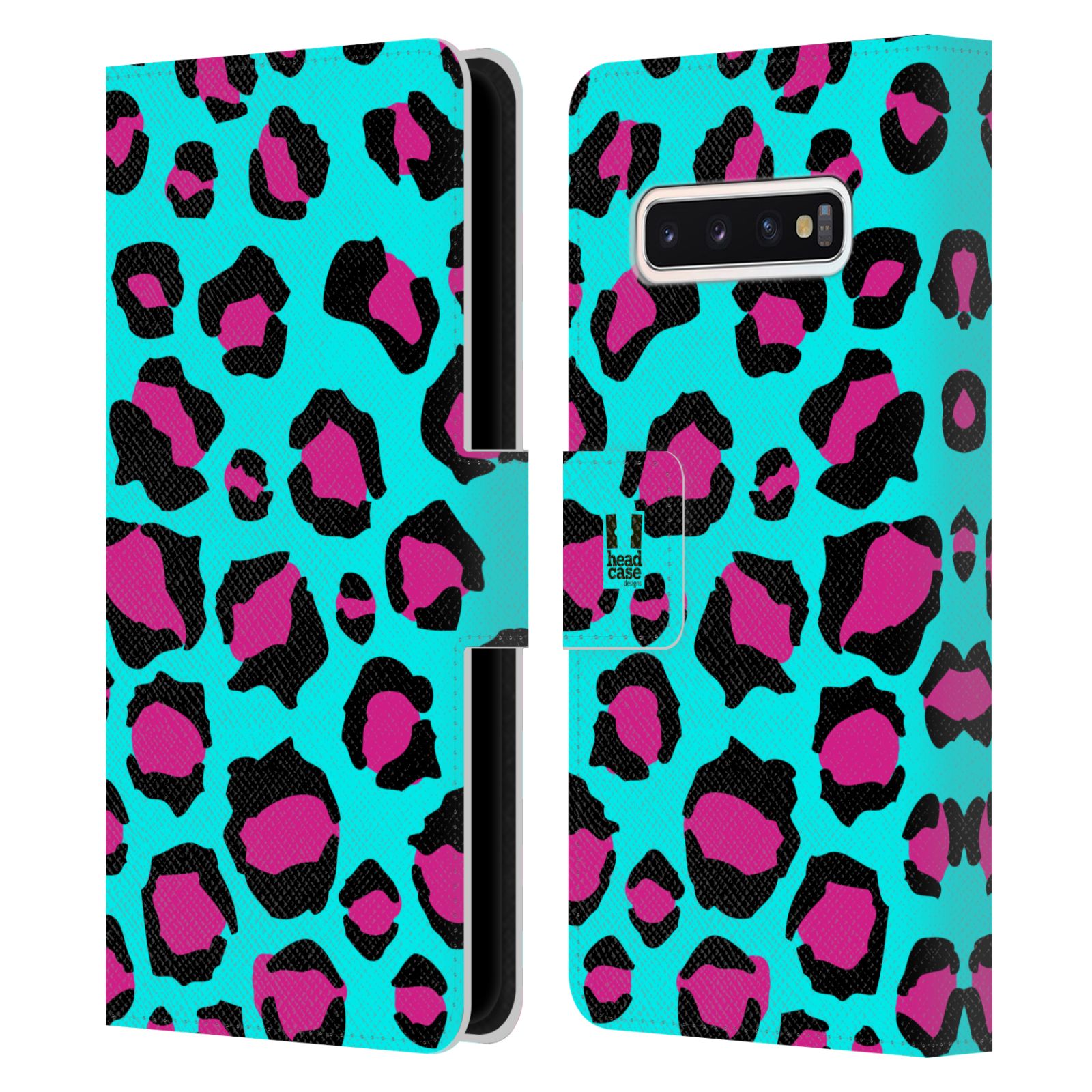 Pouzdro HEAD CASE na mobil Samsung Galaxy S10 Zvířecí barevné vzory tyrkysový leopard
