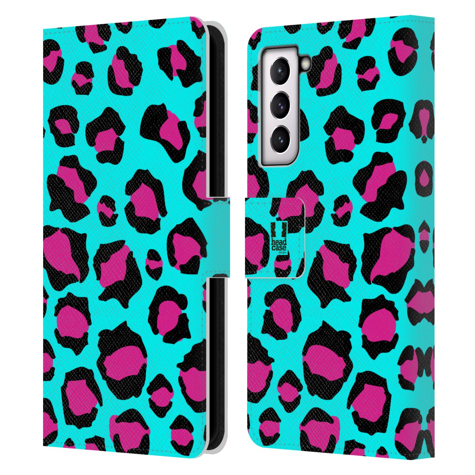 Pouzdro HEAD CASE na mobil Samsung Galaxy S21 / S21 5G Zvířecí barevné vzory tyrkysový leopard