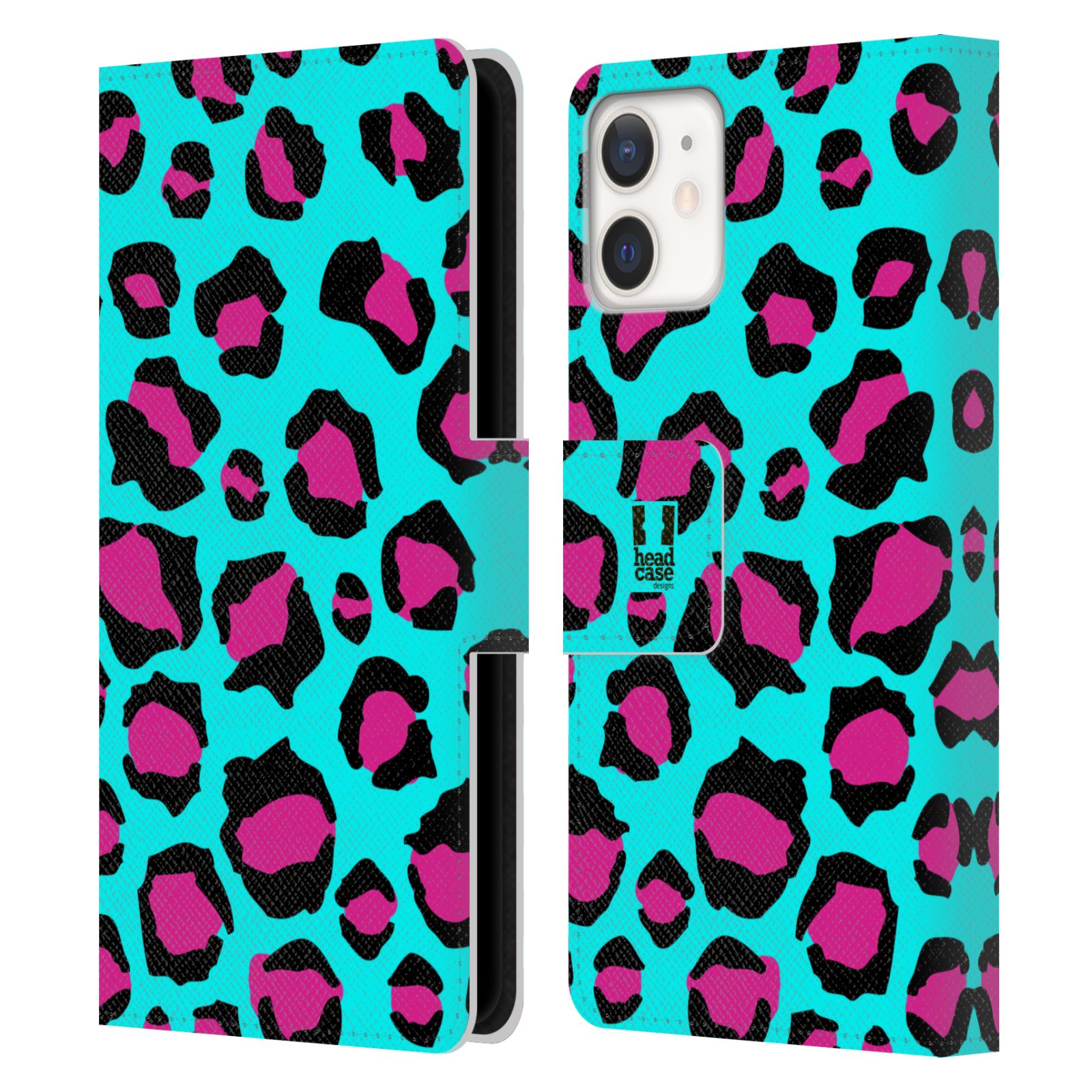 Pouzdro pro mobil Apple Iphone 12 MINI Zvířecí barevné vzory tyrkysový leopard