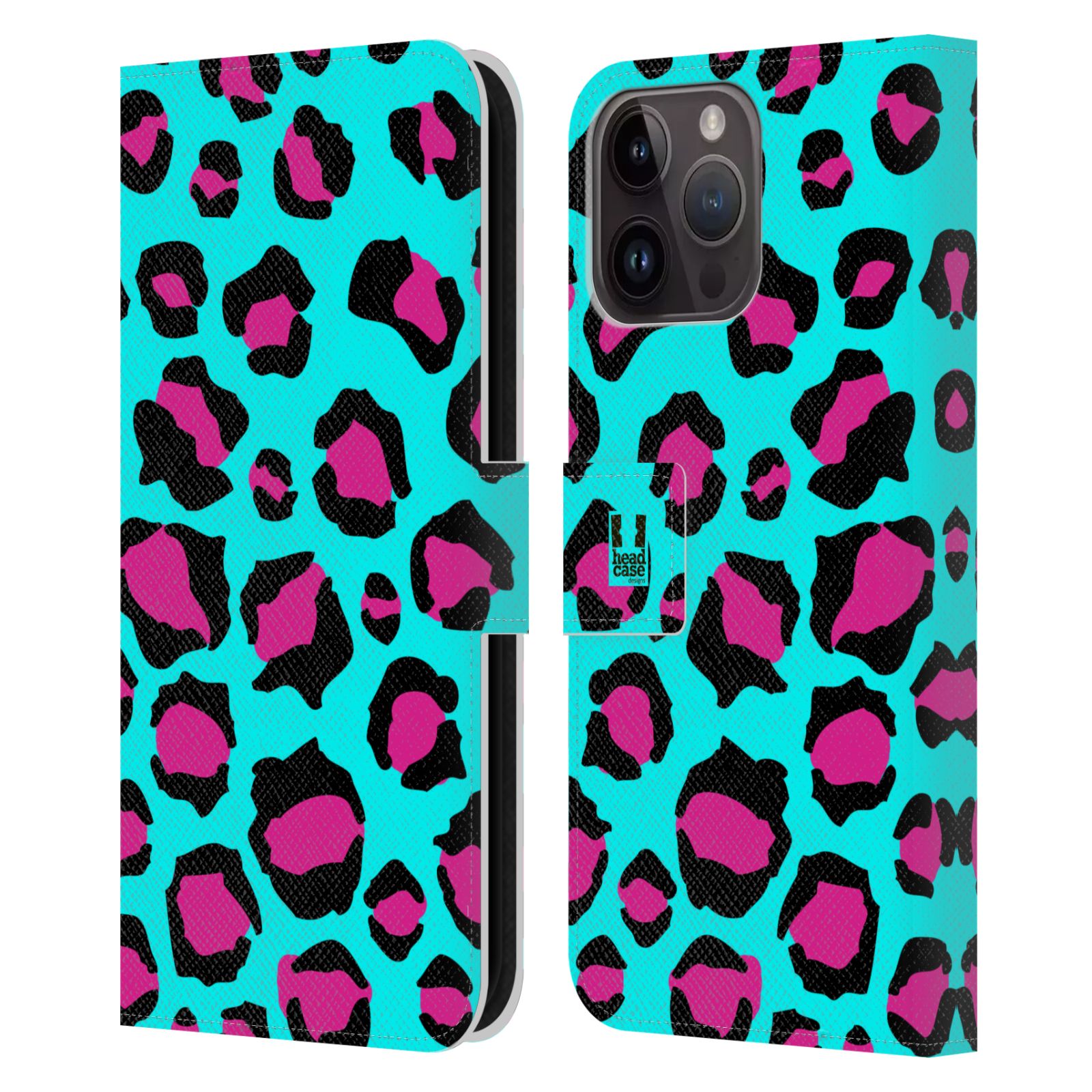 Pouzdro HEAD CASE na mobil Apple Iphone 15 PRO MAX Zvířecí barevné vzory tyrkysový leopard