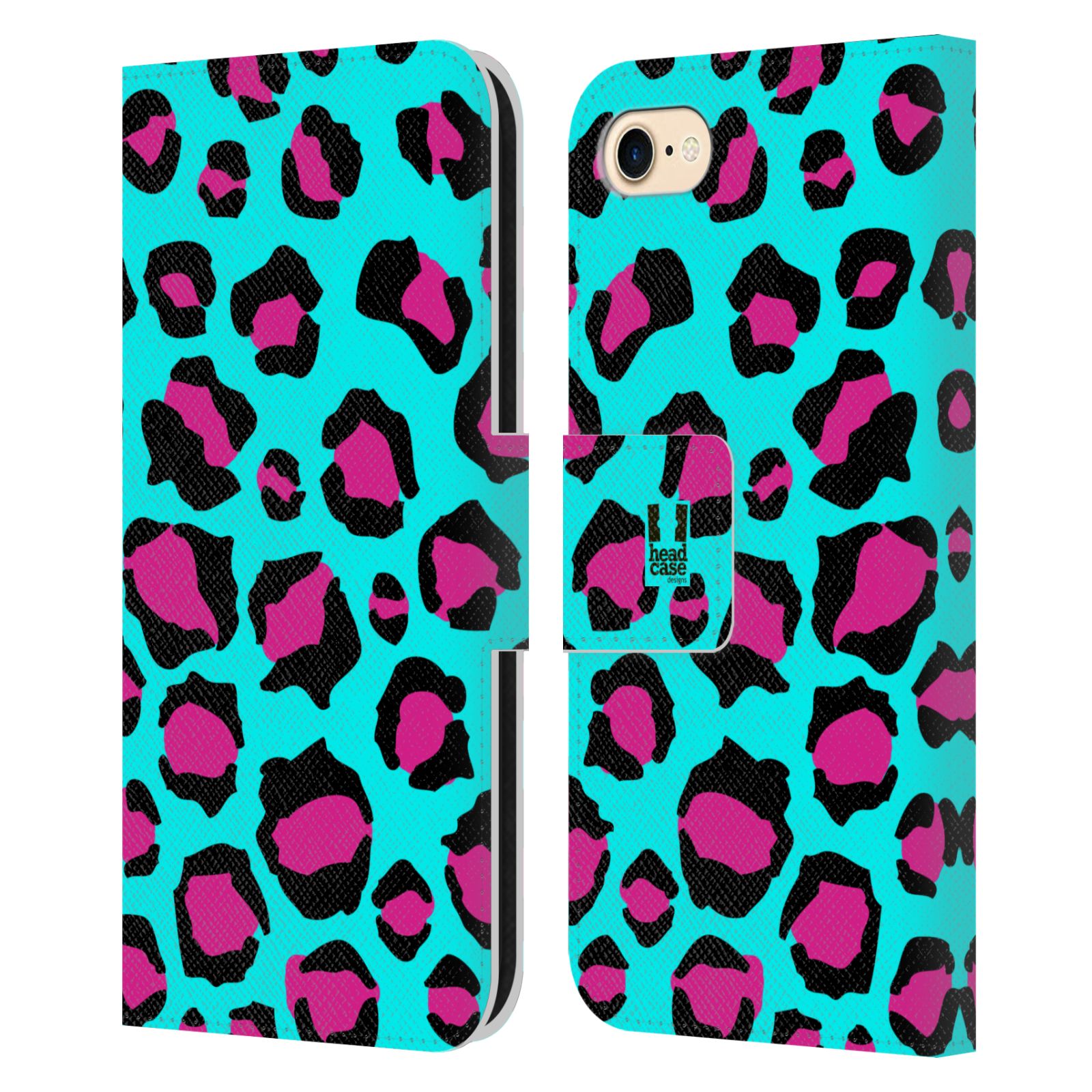 HEAD CASE Flipové pouzdro pro mobil Apple Iphone 7/8/SE 2020 Zvířecí barevné vzory tyrkysový leopard
