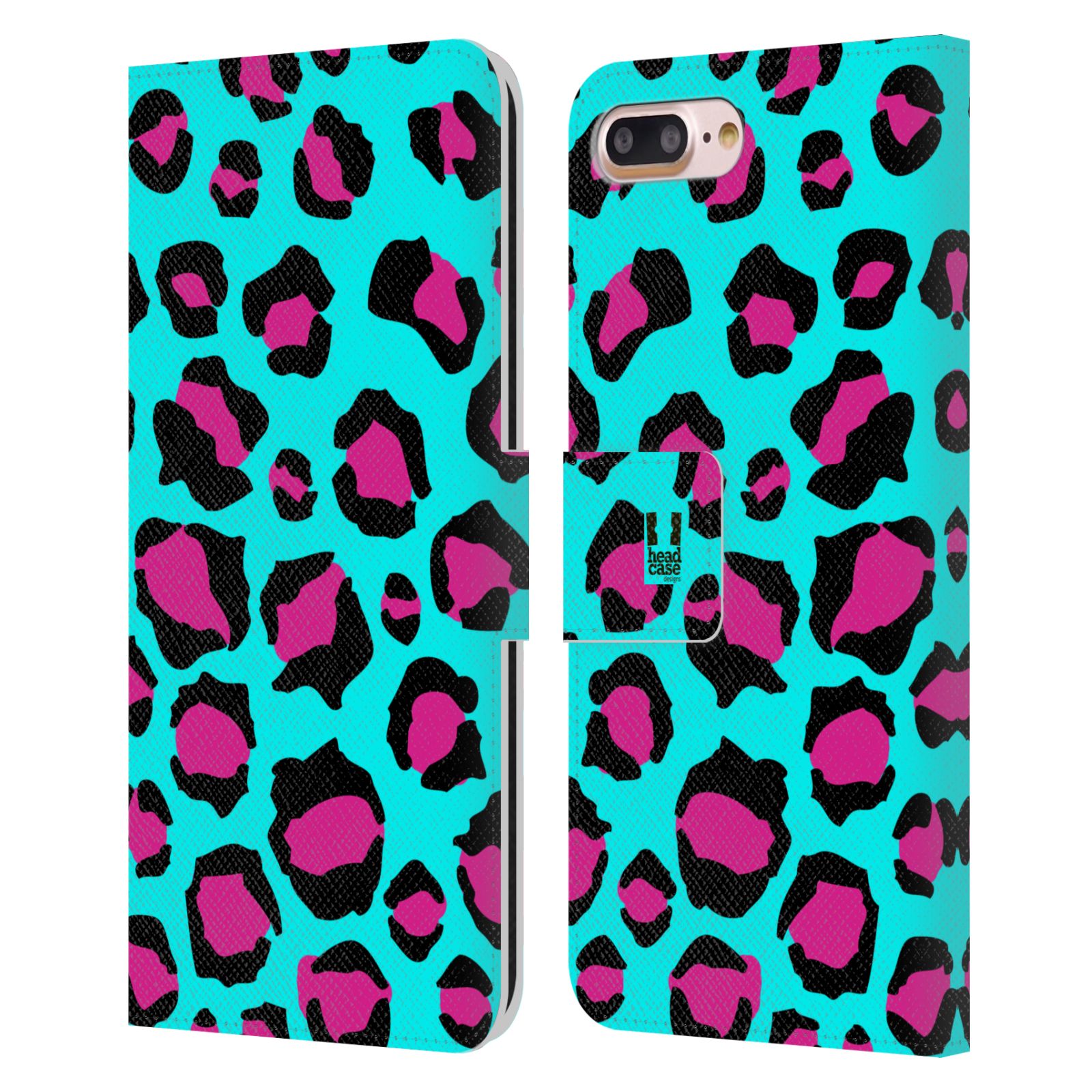 HEAD CASE Flipové pouzdro pro mobil Apple Iphone 7 PLUS / 8 PLUS Zvířecí barevné vzory tyrkysový leopard