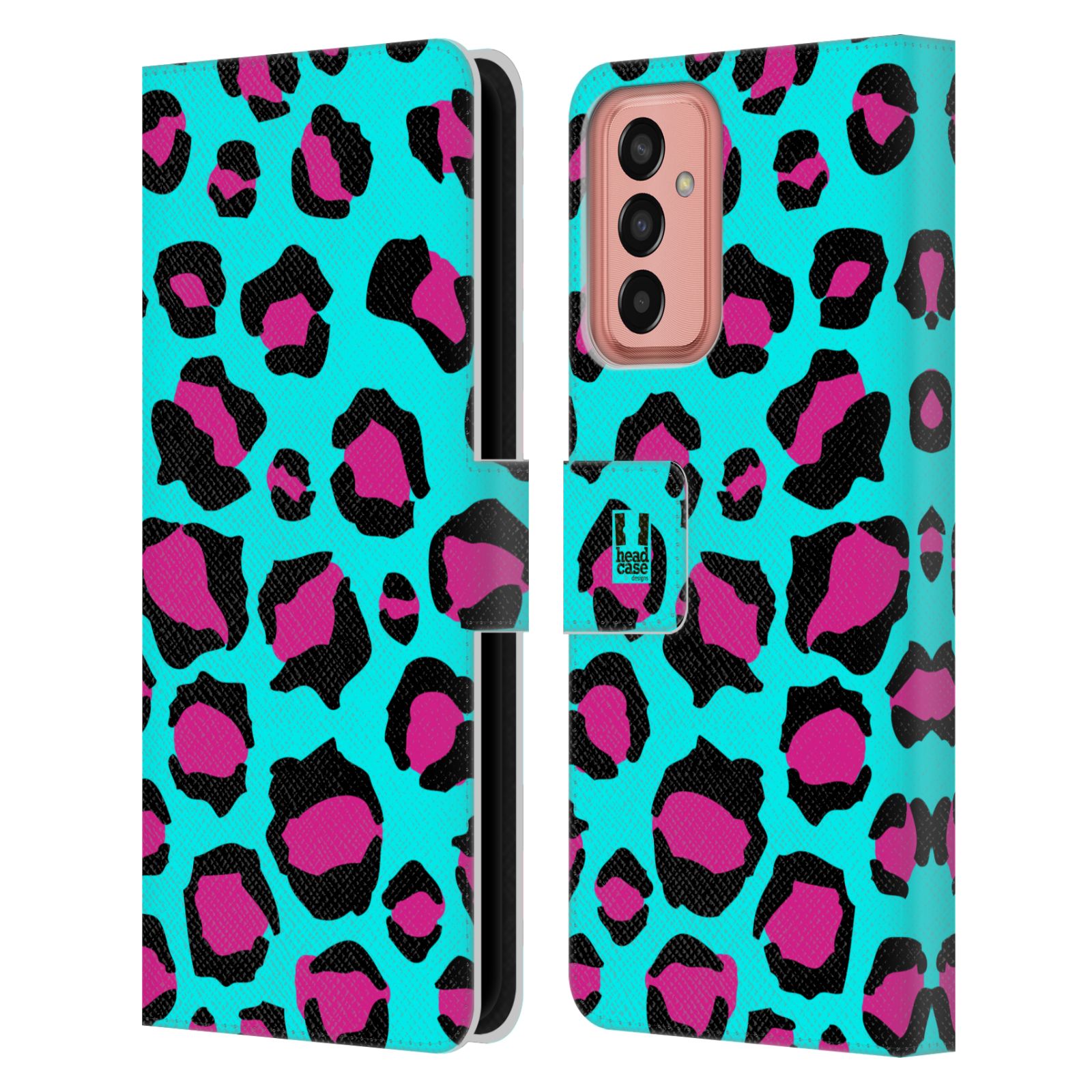 Pouzdro HEAD CASE na mobil Samsung Galaxy M13 Zvířecí barevné vzory tyrkysový leopard
