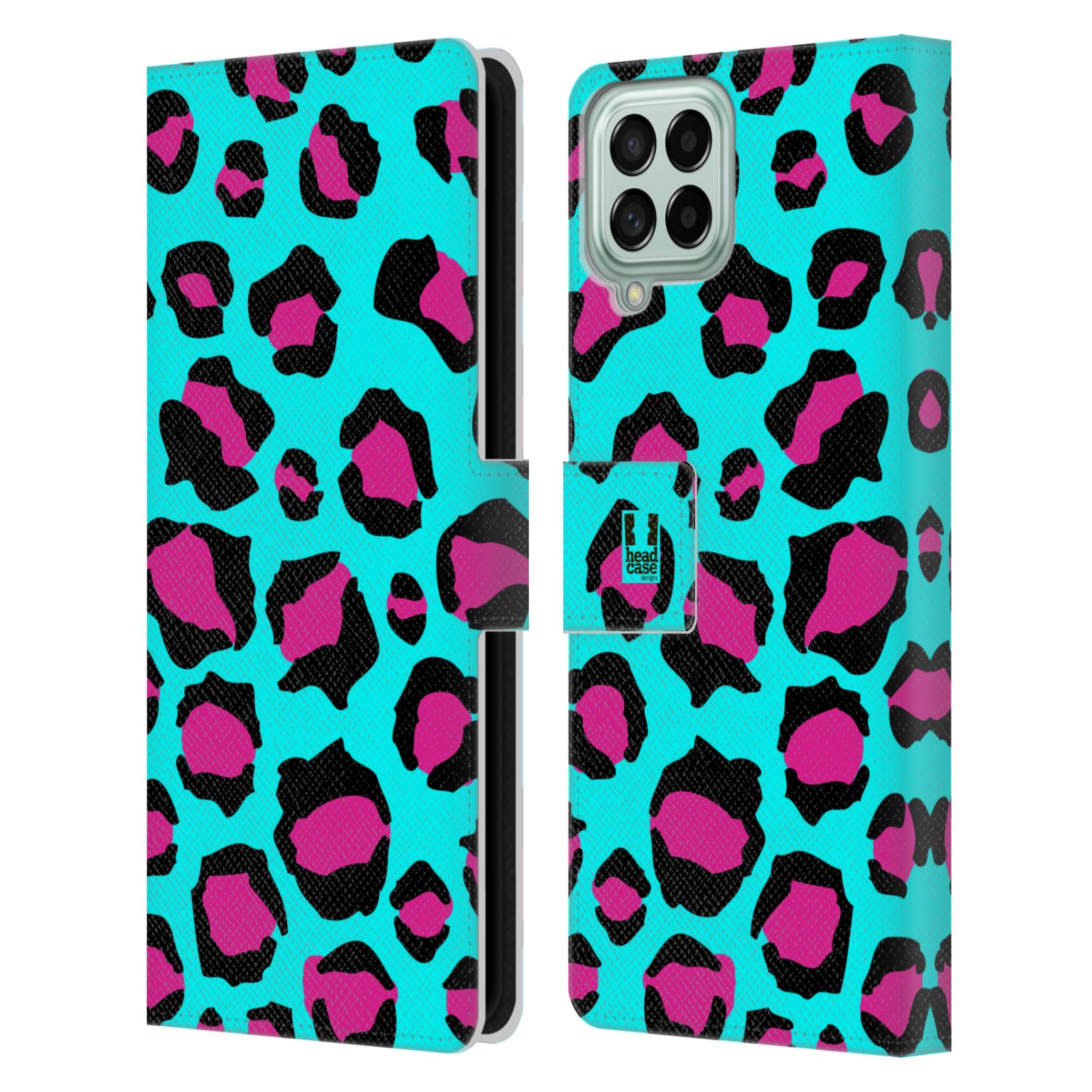 Pouzdro HEAD CASE na mobil Samsung Galaxy M33 5G Zvířecí barevné vzory tyrkysový leopard