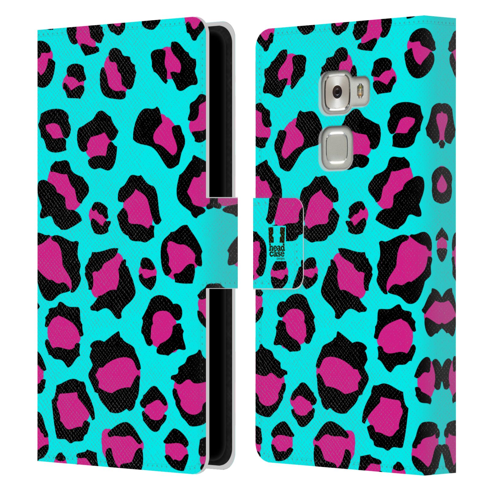 HEAD CASE Flipové pouzdro pro mobil Huawei MATE S Zvířecí barevné vzory tyrkysový leopard