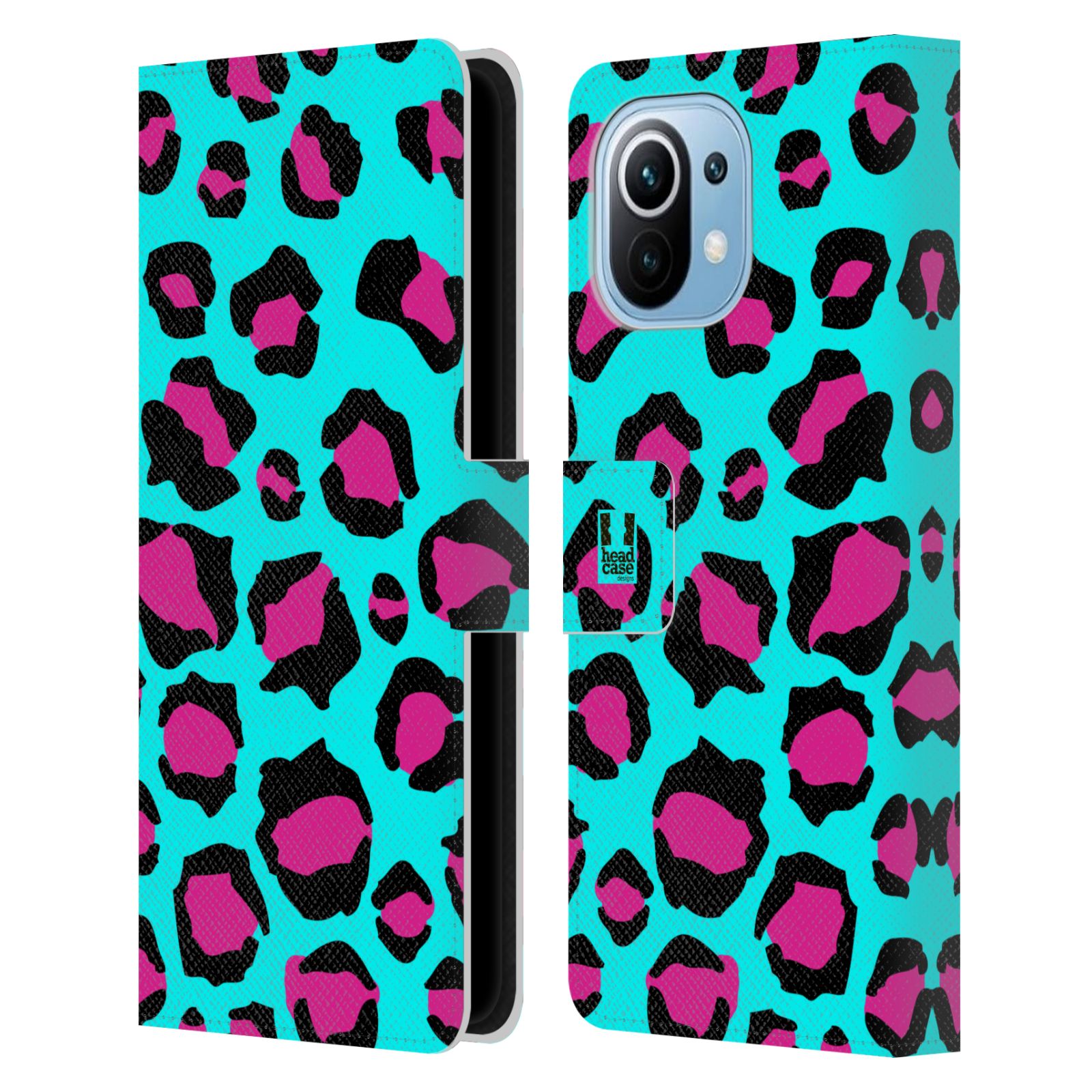 Pouzdro HEAD CASE na mobil Xiaomi Mi 11 Zvířecí barevné vzory tyrkysový leopard