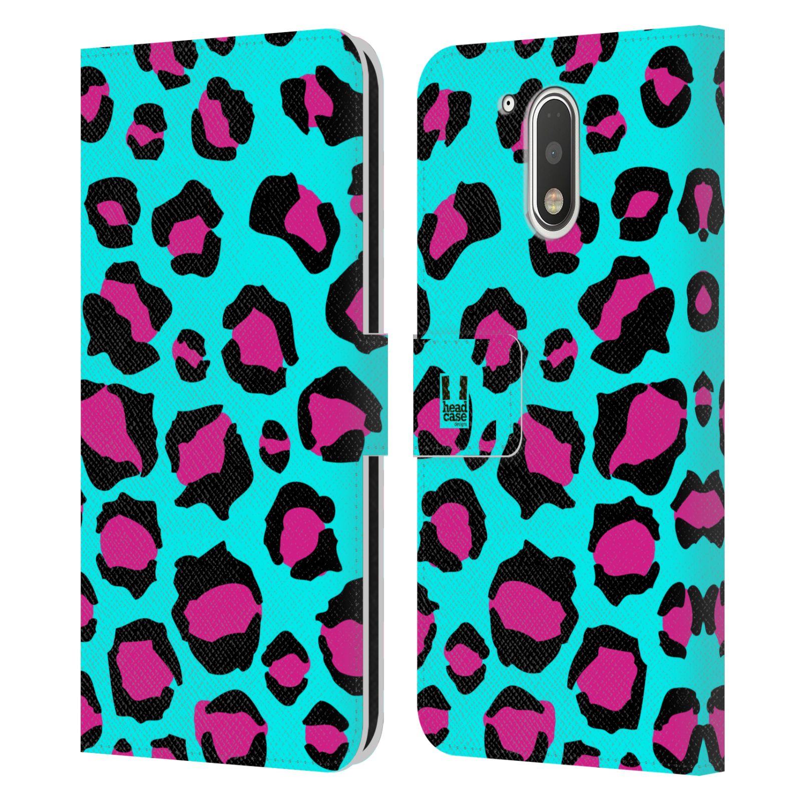 Pouzdro HEAD CASE na mobil Motorola Moto G41 Zvířecí barevné vzory tyrkysový leopard