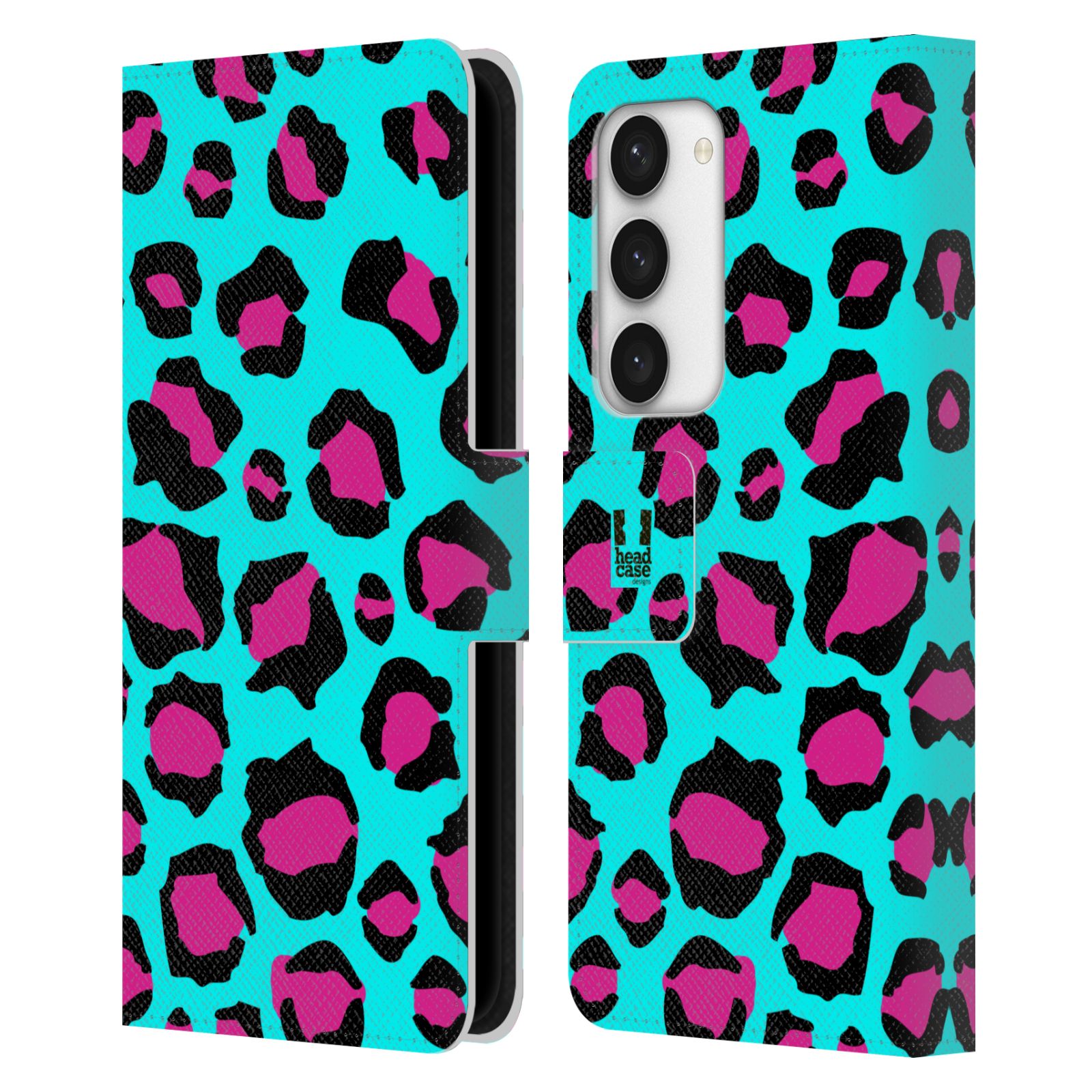Pouzdro HEAD CASE na mobil Samsung Galaxy S23 5G Zvířecí barevné vzory tyrkysový leopard