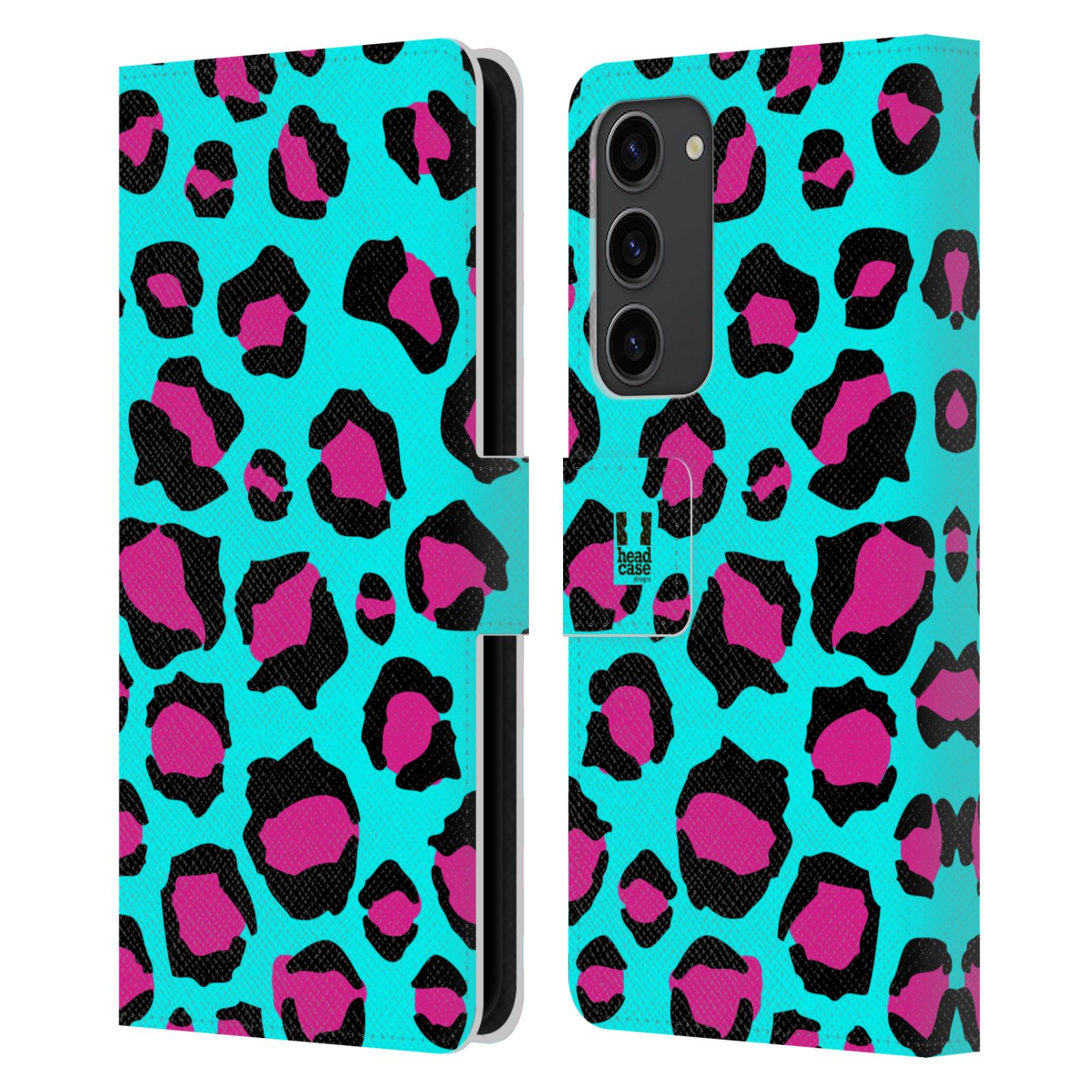Pouzdro HEAD CASE na mobil Samsung Galaxy S23+ Zvířecí barevné vzory tyrkysový leopard