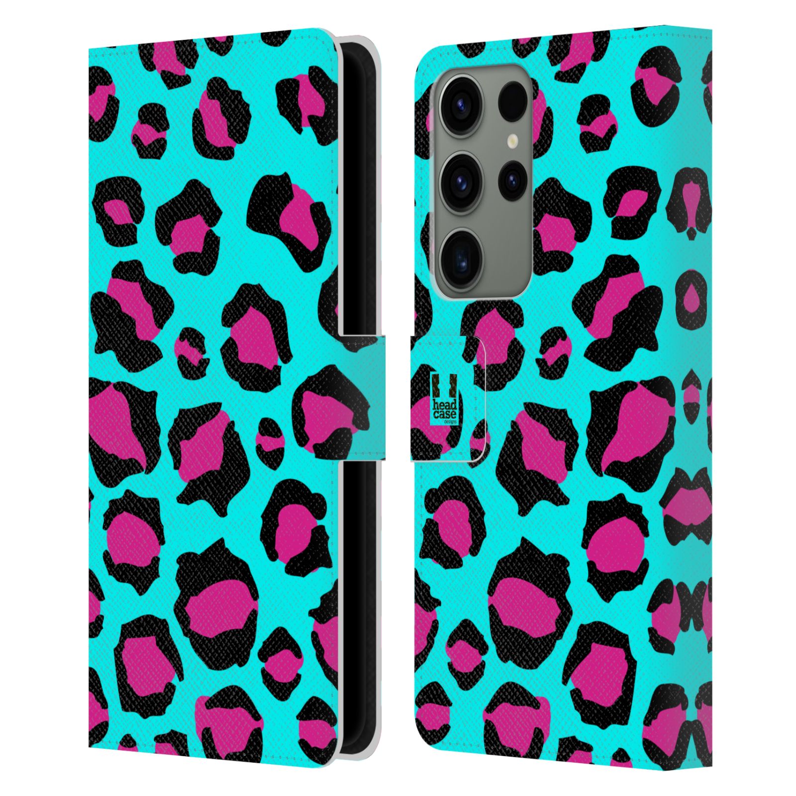 Pouzdro HEAD CASE na mobil Samsung Galaxy S23 ULTRA Zvířecí barevné vzory tyrkysový leopard