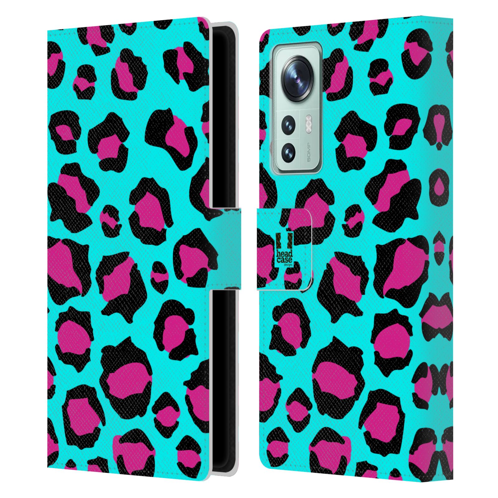 Pouzdro HEAD CASE na mobil Xiaomi 12 Zvířecí barevné vzory tyrkysový leopard