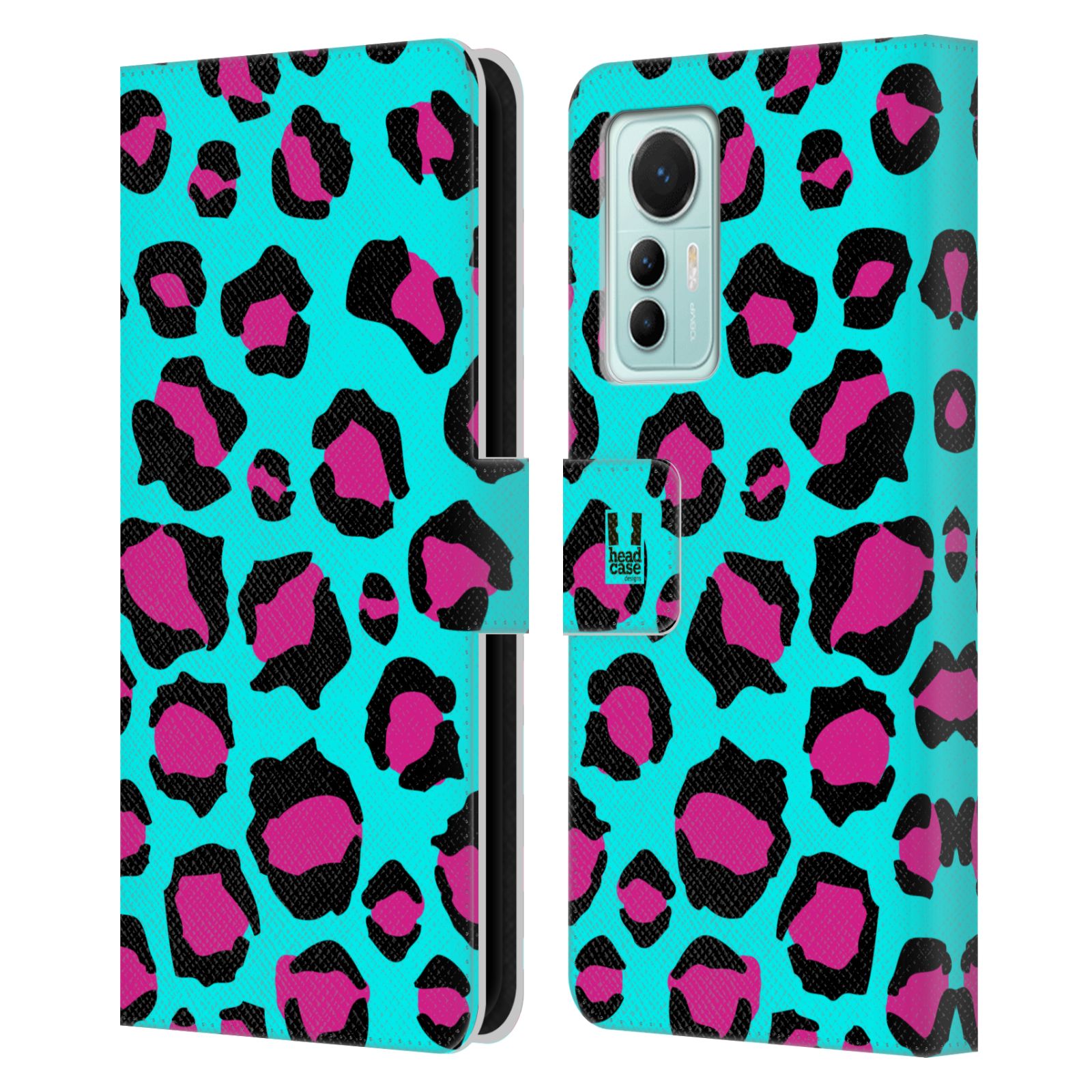 Pouzdro HEAD CASE na mobil Xiaomi 12 LITE Zvířecí barevné vzory tyrkysový leopard