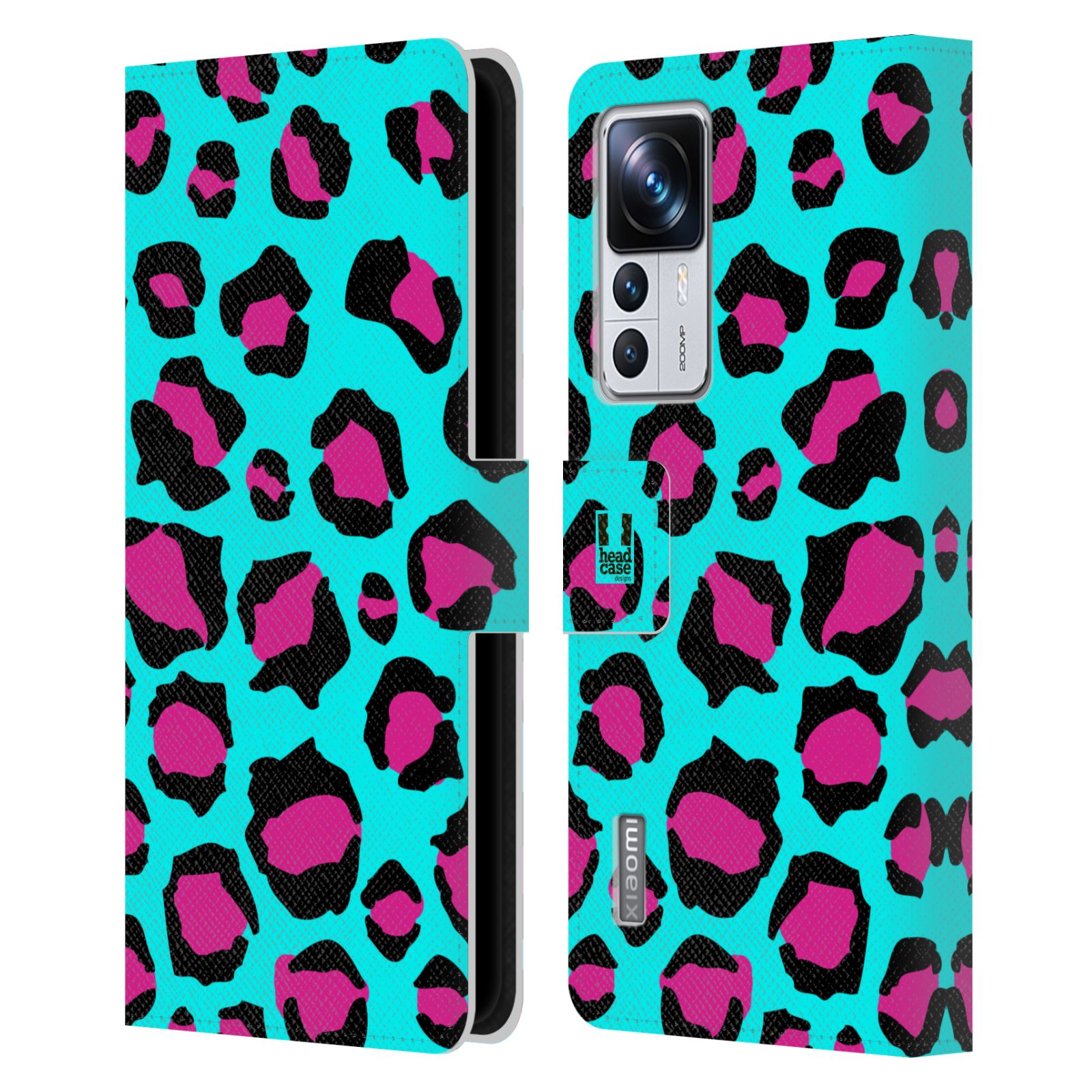 Pouzdro HEAD CASE na mobil Xiaomi 12T PRO Zvířecí barevné vzory tyrkysový leopard
