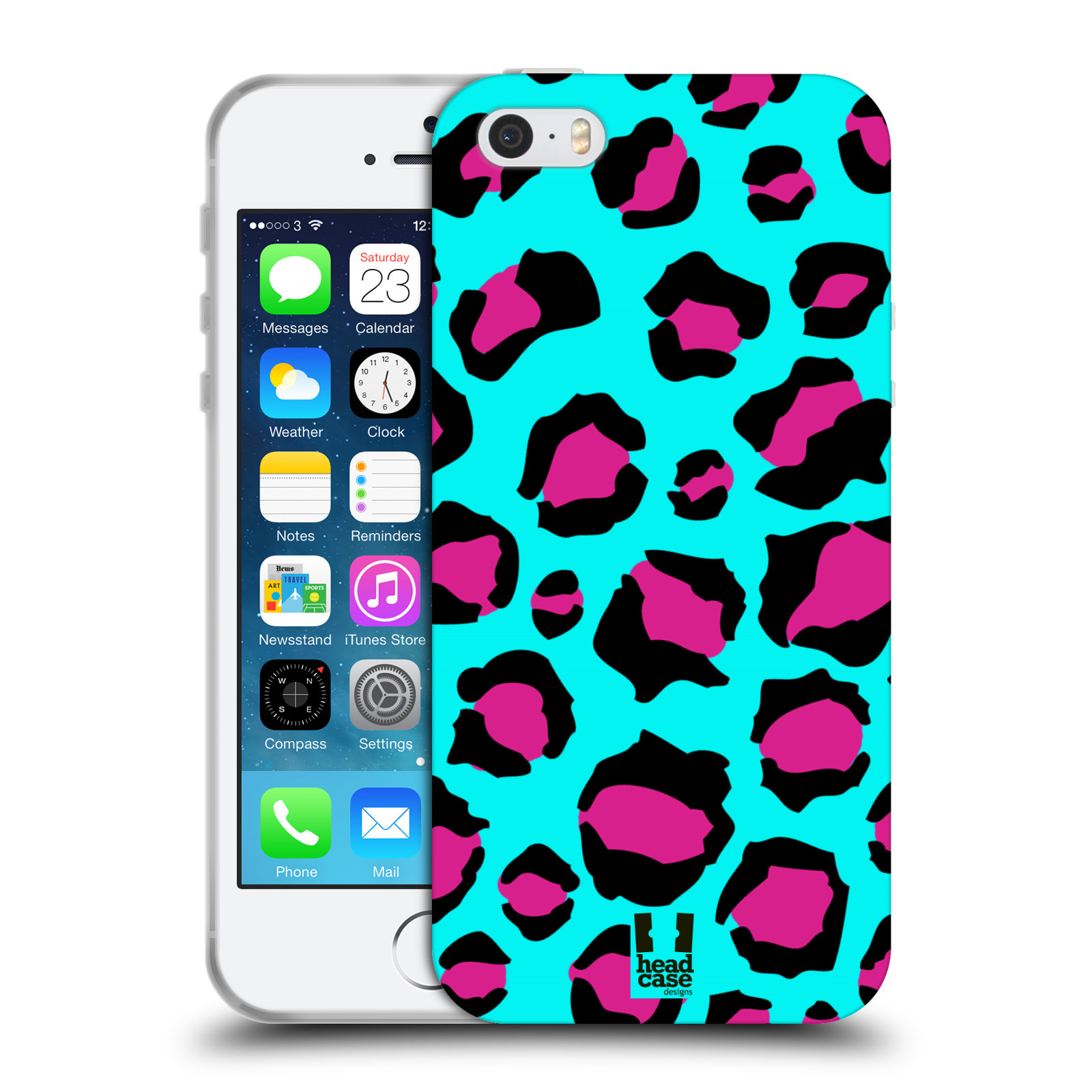HEAD CASE silikonový obal na mobil Apple Iphone SE vzor Divočina zvíře tyrkysový leopard