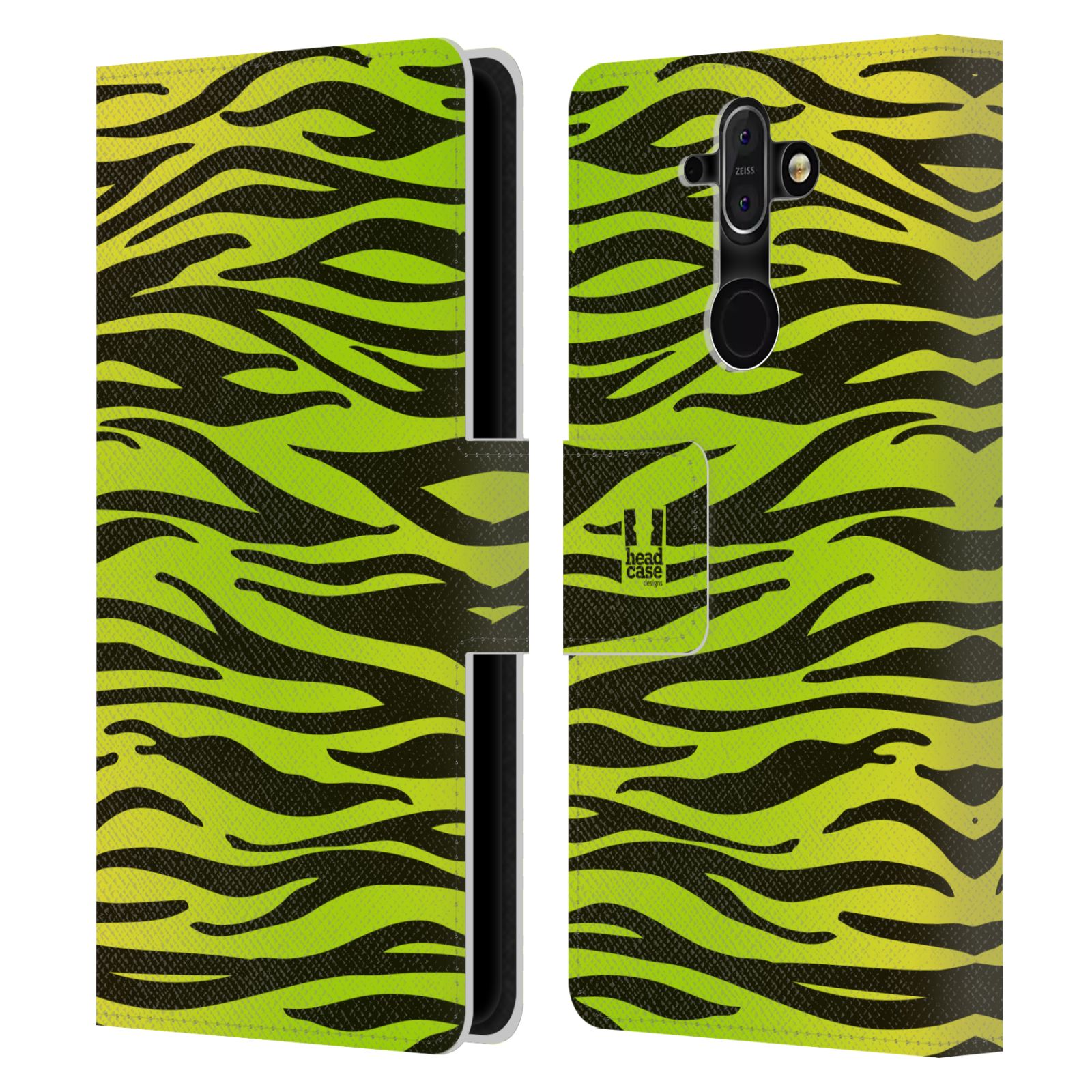 HEAD CASE Flipové pouzdro pro mobil Nokia 8 SIROCCO Zvířecí barevné vzory žlutozelená zebra