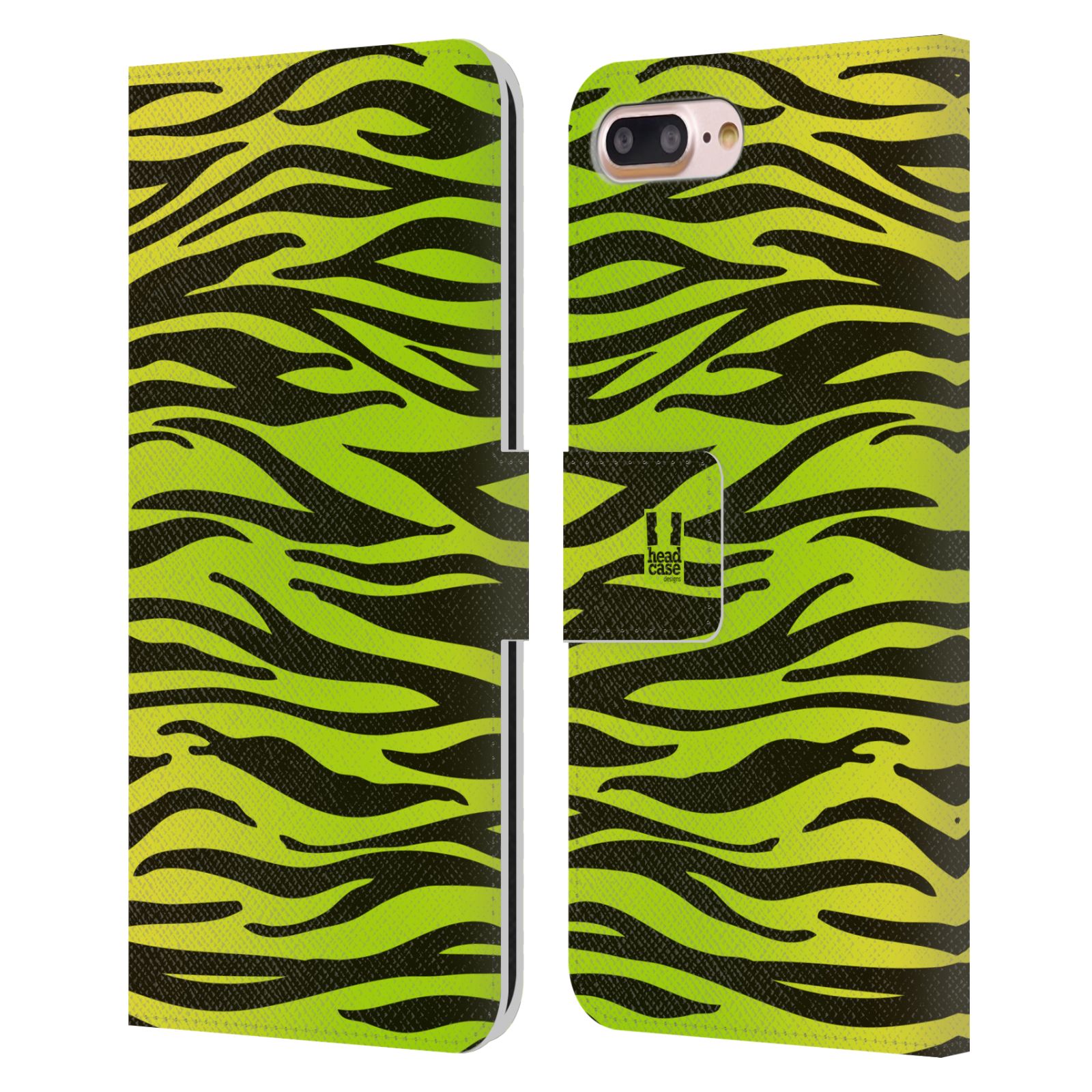 HEAD CASE Flipové pouzdro pro mobil Apple Iphone 7 PLUS / 8 PLUS Zvířecí barevné vzory žlutozelená zebra