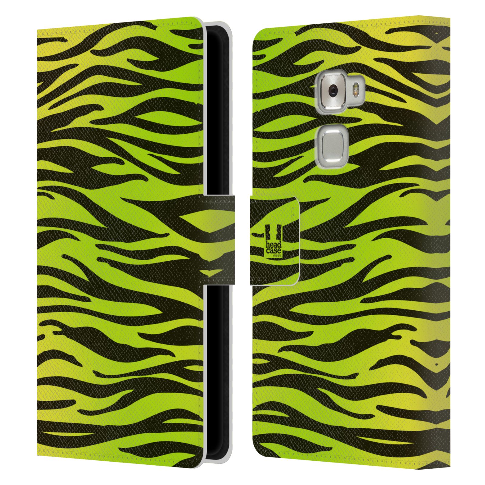 HEAD CASE Flipové pouzdro pro mobil Huawei MATE S Zvířecí barevné vzory žlutozelená zebra
