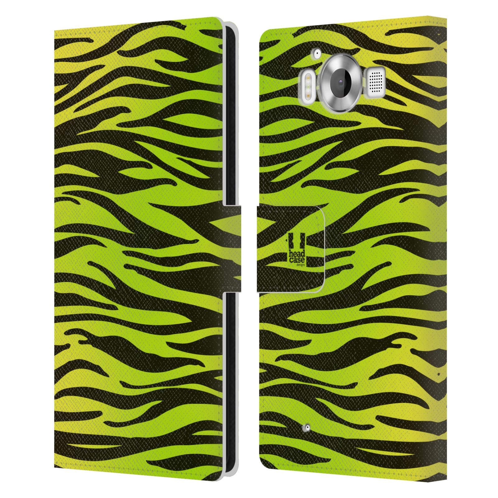 HEAD CASE Flipové pouzdro pro mobil Microsoft Lumia 950 / LUMIA 950 DUAL SIM Zvířecí barevné vzory žlutozelená zebra