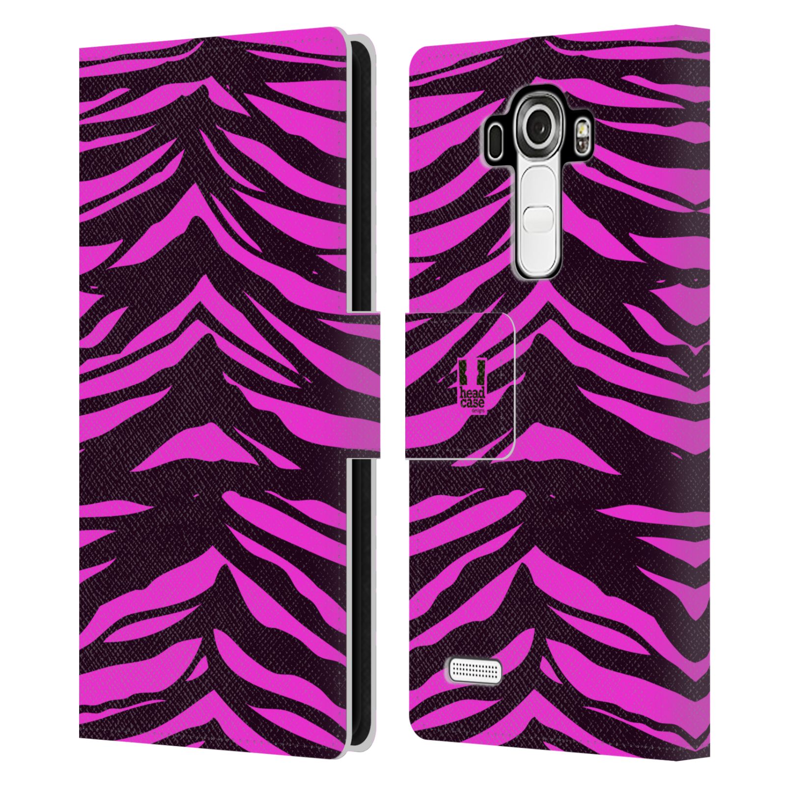 HEAD CASE Flipové pouzdro pro mobil LG G4 (H815) Zvířecí barevné vzory fialová tygr