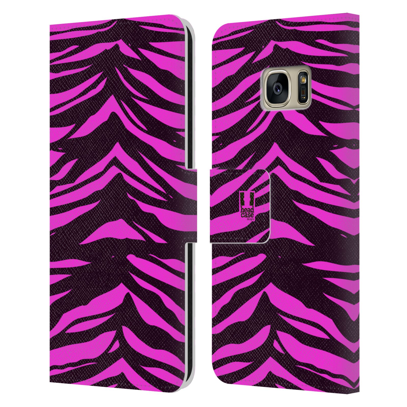 HEAD CASE Flipové pouzdro pro mobil Samsung Galaxy S7 (G9300) Zvířecí barevné vzory fialová tygr
