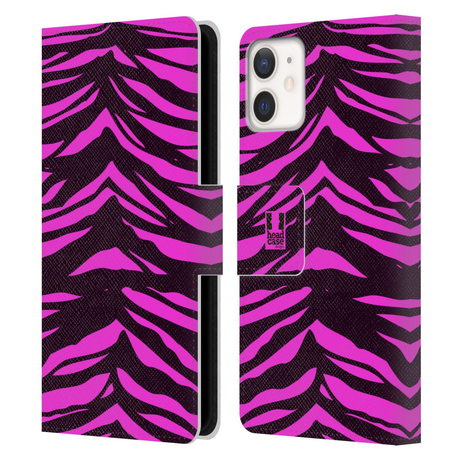 Pouzdro pro mobil Apple Iphone 12 MINI Zvířecí barevné vzory fialová tygr