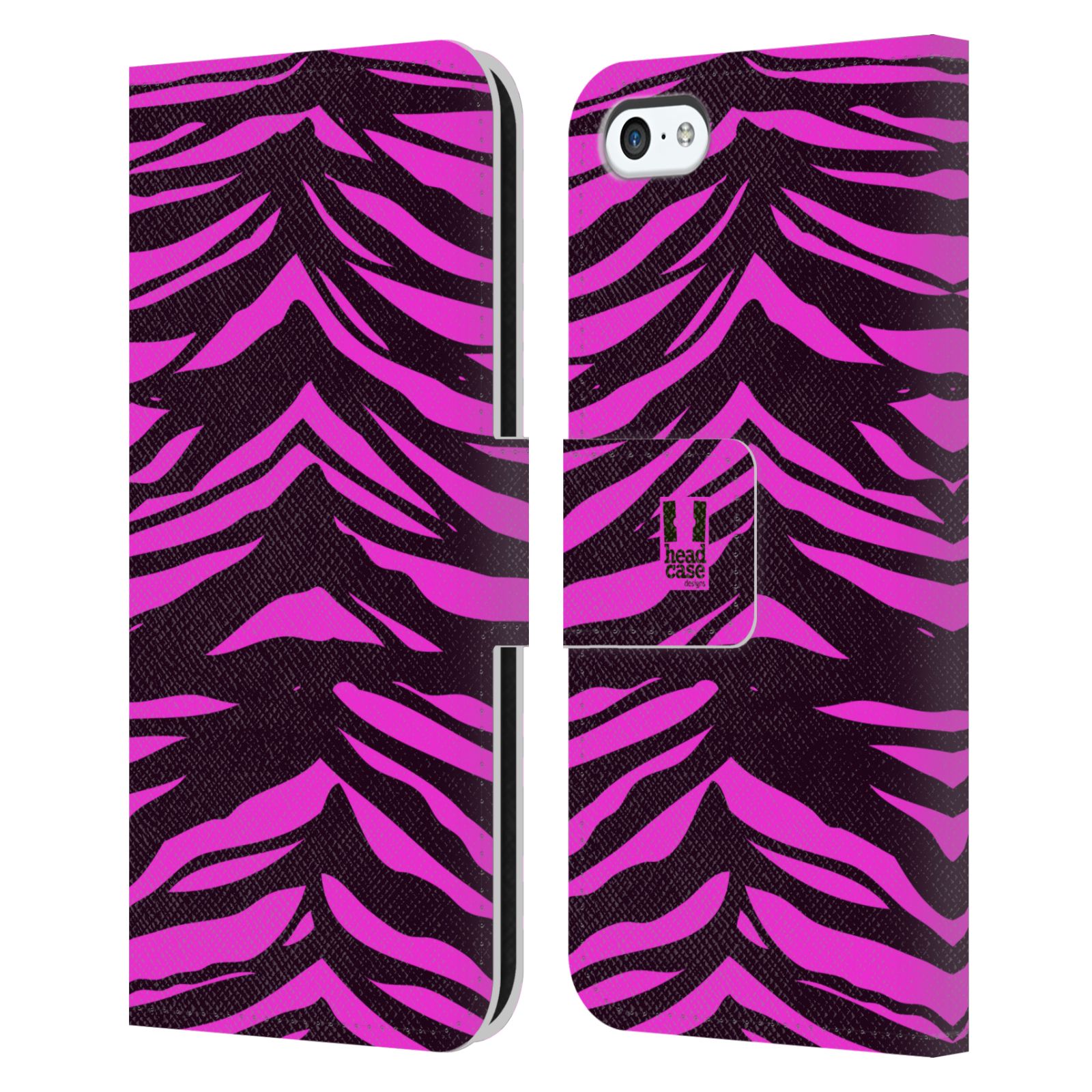 HEAD CASE Flipové pouzdro pro mobil Apple Iphone 5C Zvířecí barevné vzory fialová tygr