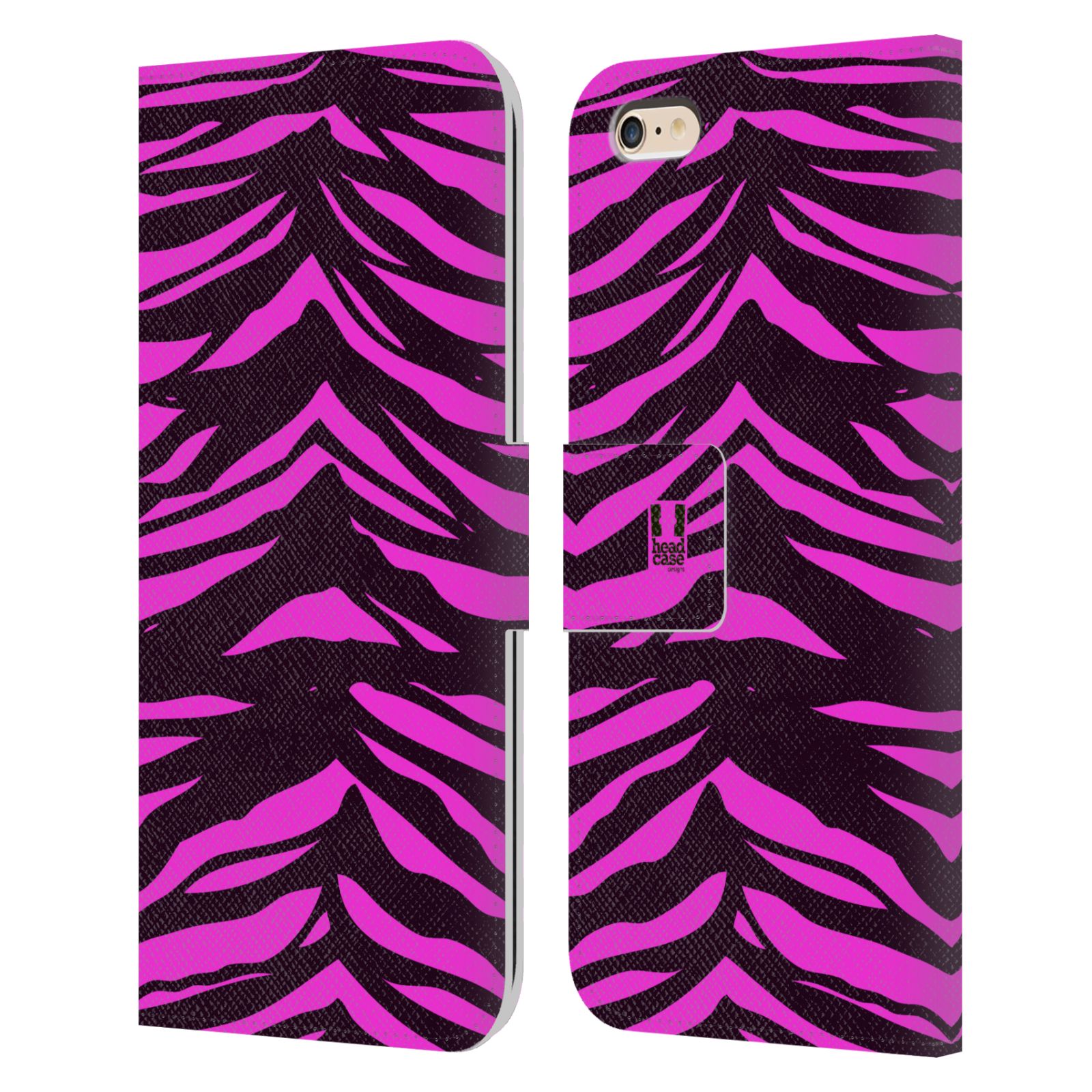 HEAD CASE Flipové pouzdro pro mobil Apple Iphone 6 PLUS / 6S PLUS Zvířecí barevné vzory fialová tygr