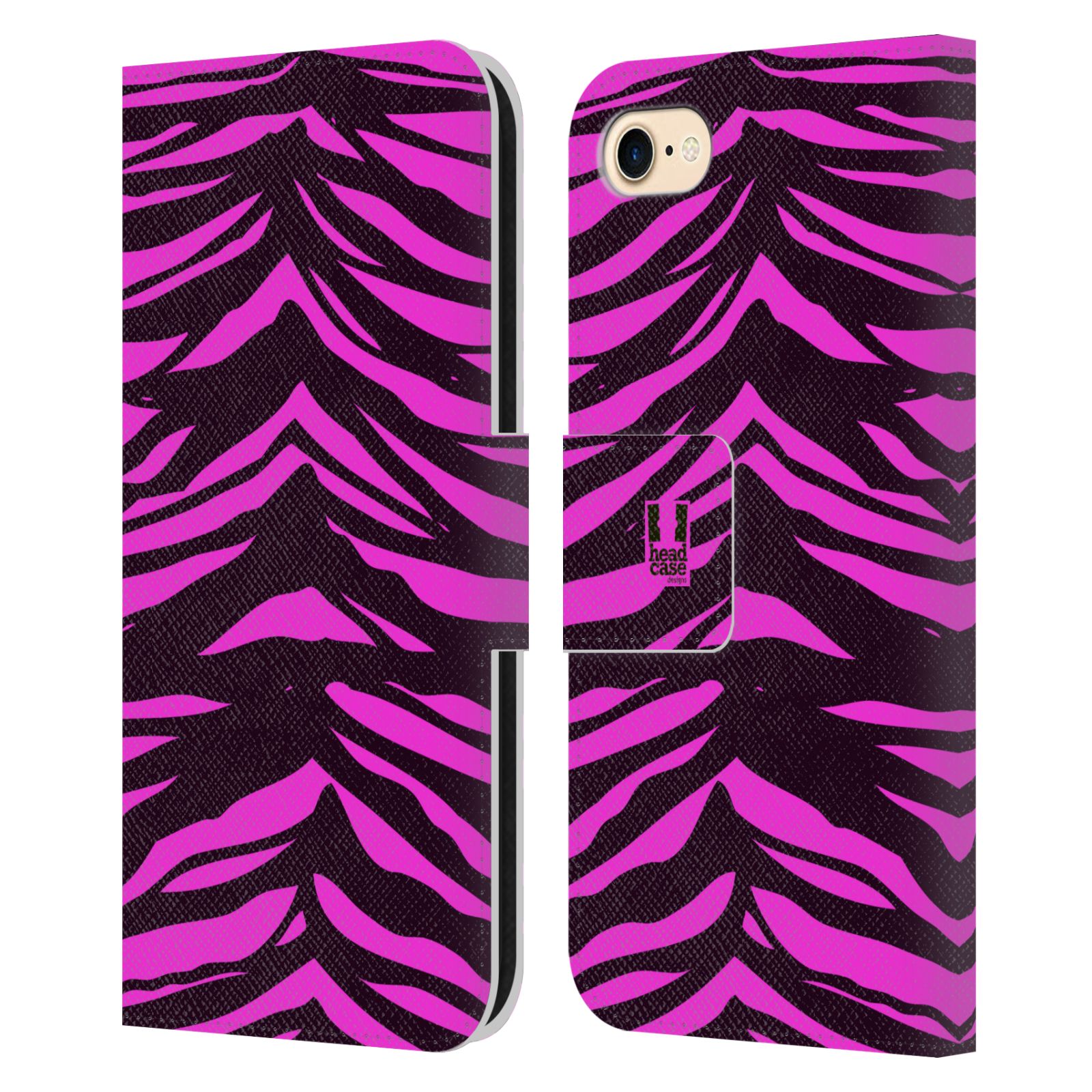 HEAD CASE Flipové pouzdro pro mobil Apple Iphone 7/8/SE 2020 Zvířecí barevné vzory fialová tygr