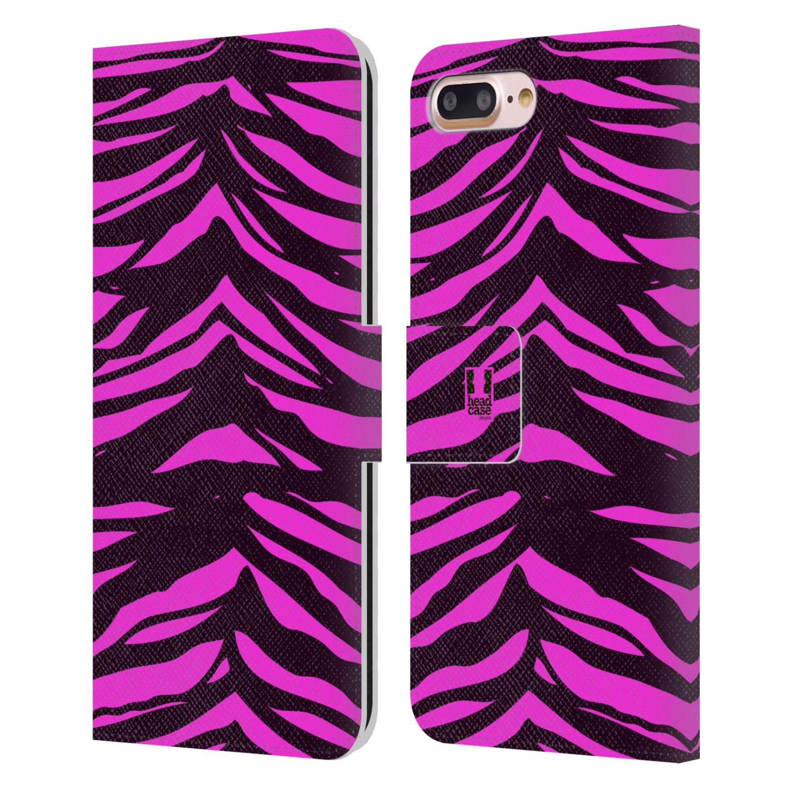 HEAD CASE Flipové pouzdro pro mobil Apple Iphone 7 PLUS / 8 PLUS Zvířecí barevné vzory fialová tygr