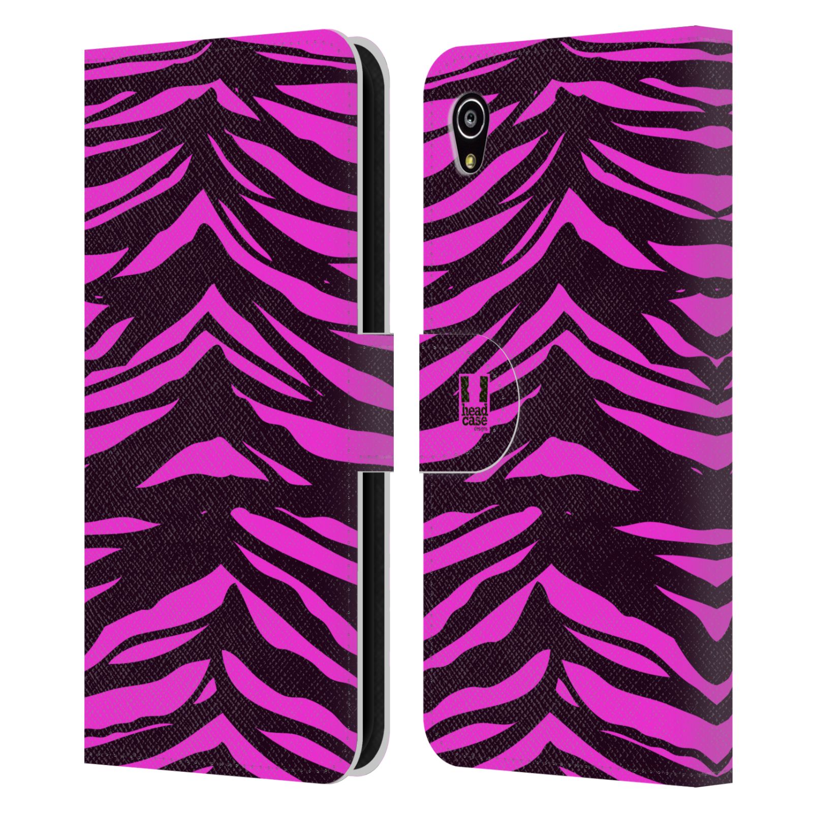 HEAD CASE Flipové pouzdro pro mobil SONY XPERIA M4 AQUA Zvířecí barevné vzory fialová tygr