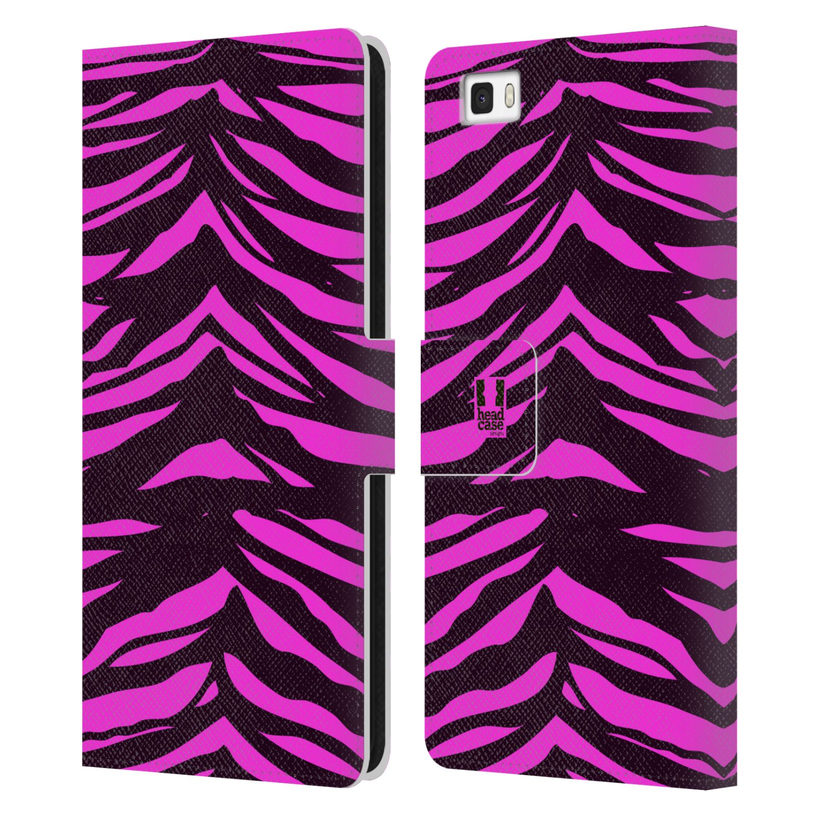 HEAD CASE Flipové pouzdro pro mobil Huawei P8 LITE Zvířecí barevné vzory fialová tygr