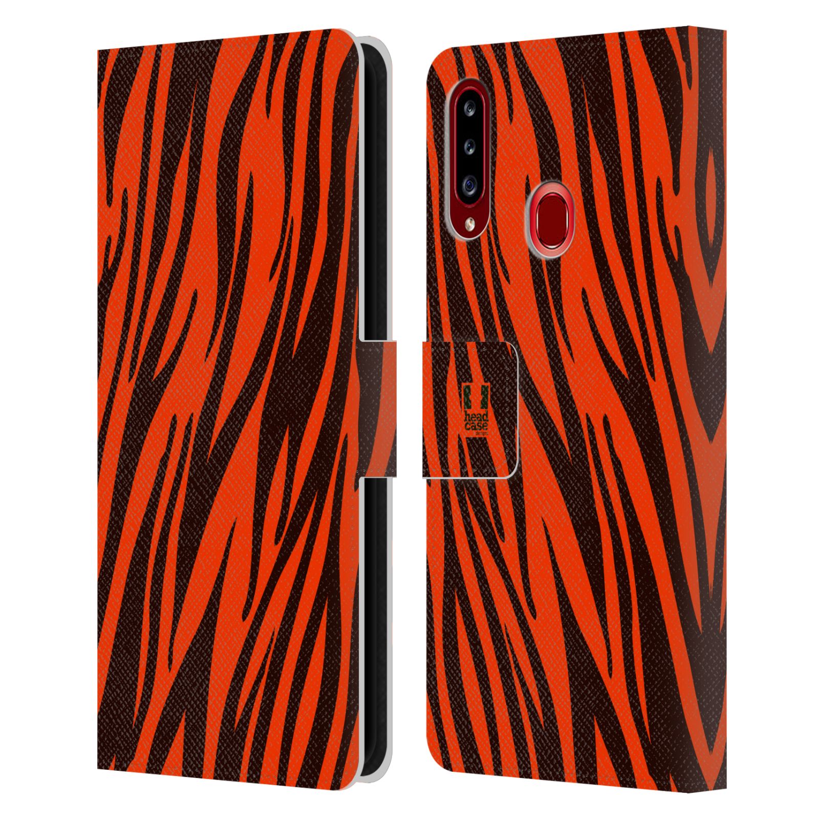 HEAD CASE Flipové pouzdro pro mobil Samsung Galaxy A20s Zvířecí barevné vzory oranžový tygr