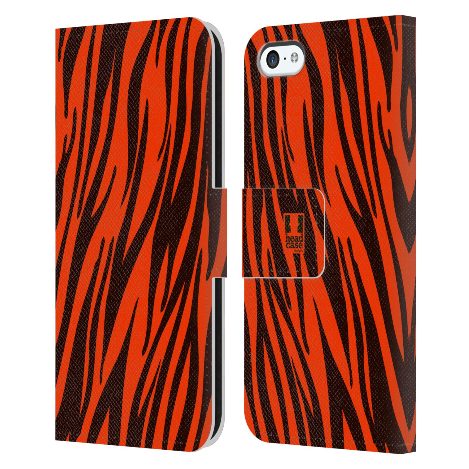 HEAD CASE Flipové pouzdro pro mobil Apple Iphone 5C Zvířecí barevné vzory oranžový tygr