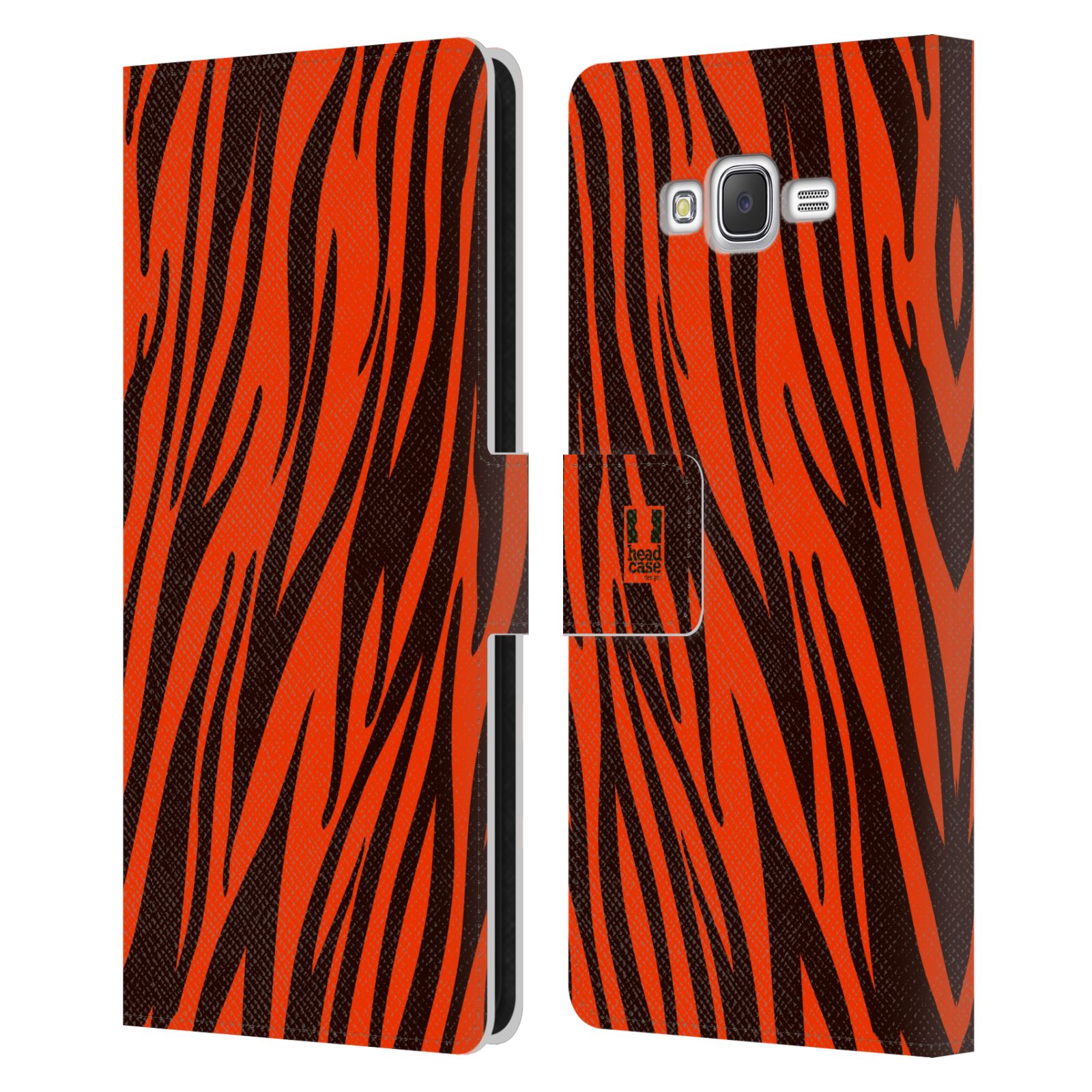HEAD CASE Flipové pouzdro pro mobil Samsung Galaxy J7, J700 Zvířecí barevné vzory oranžový tygr