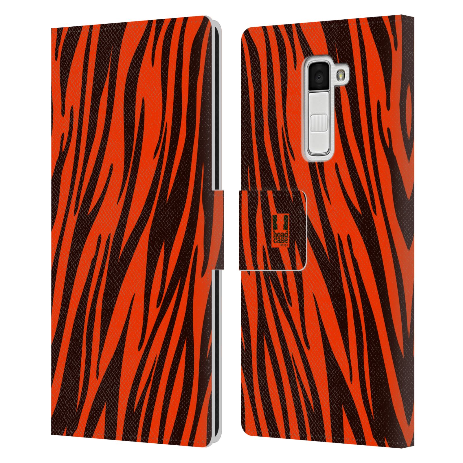 HEAD CASE Flipové pouzdro pro mobil LG K10 Zvířecí barevné vzory oranžový tygr