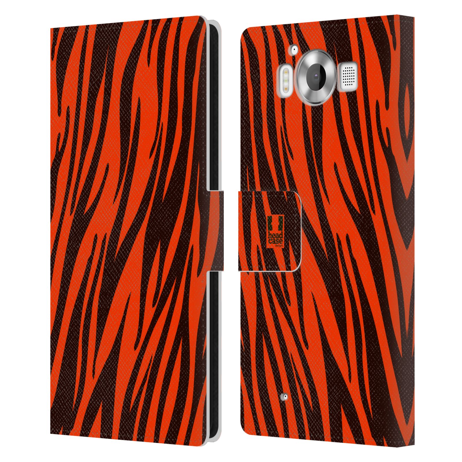 HEAD CASE Flipové pouzdro pro mobil Microsoft Lumia 950 / LUMIA 950 DUAL SIM Zvířecí barevné vzory oranžový tygr