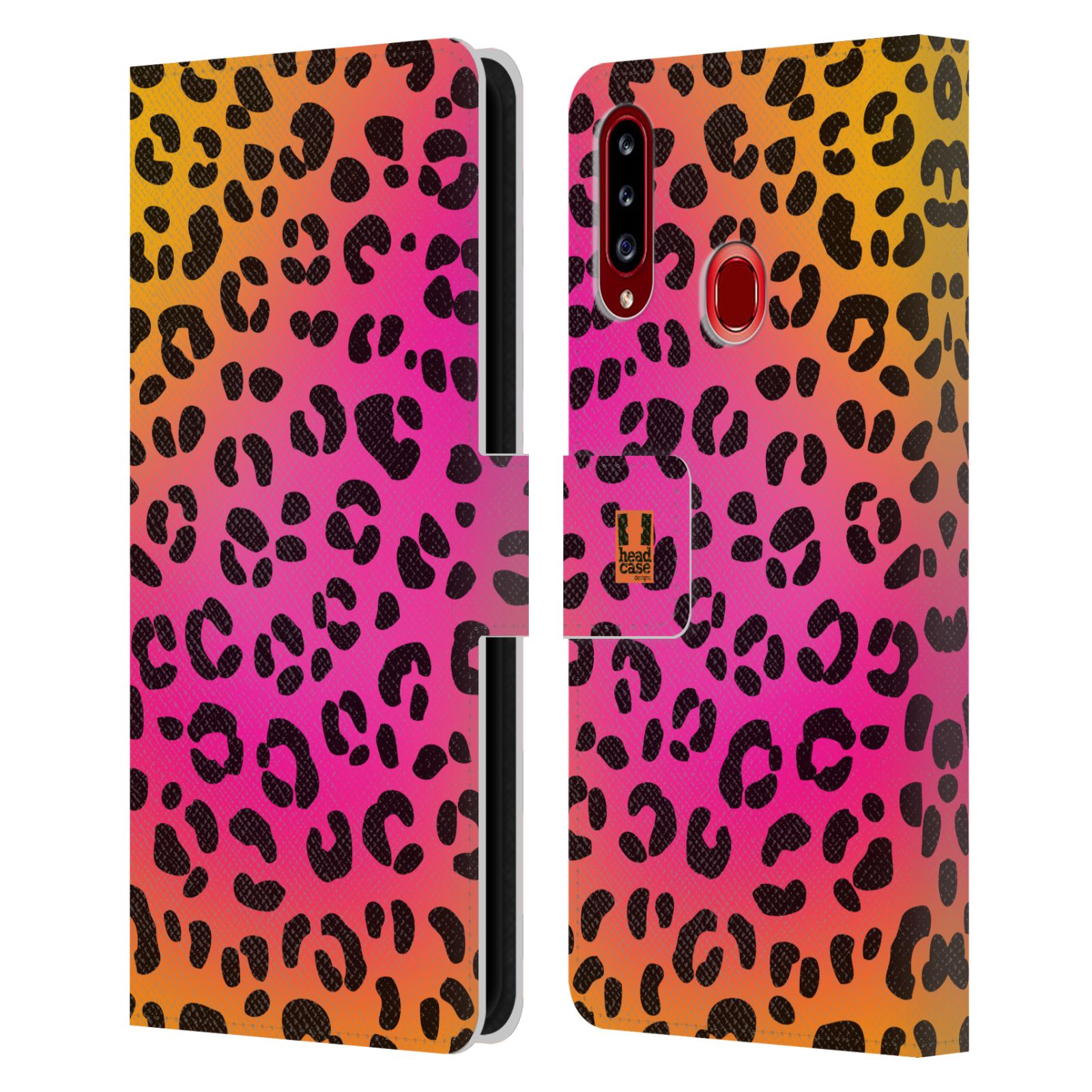 HEAD CASE Flipové pouzdro pro mobil Samsung Galaxy A20s Zvířecí barevné vzory růžový leopard