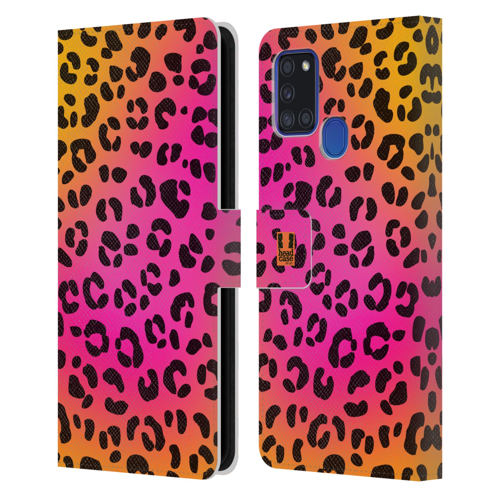 HEAD CASE Flipové pouzdro pro mobil Samsung Galaxy A21s Zvířecí barevné vzory růžový leopard