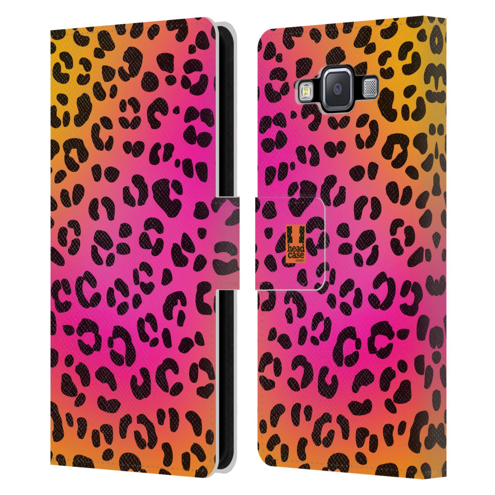 HEAD CASE Flipové pouzdro pro mobil Samsung Galaxy A5 Zvířecí barevné vzory růžový leopard