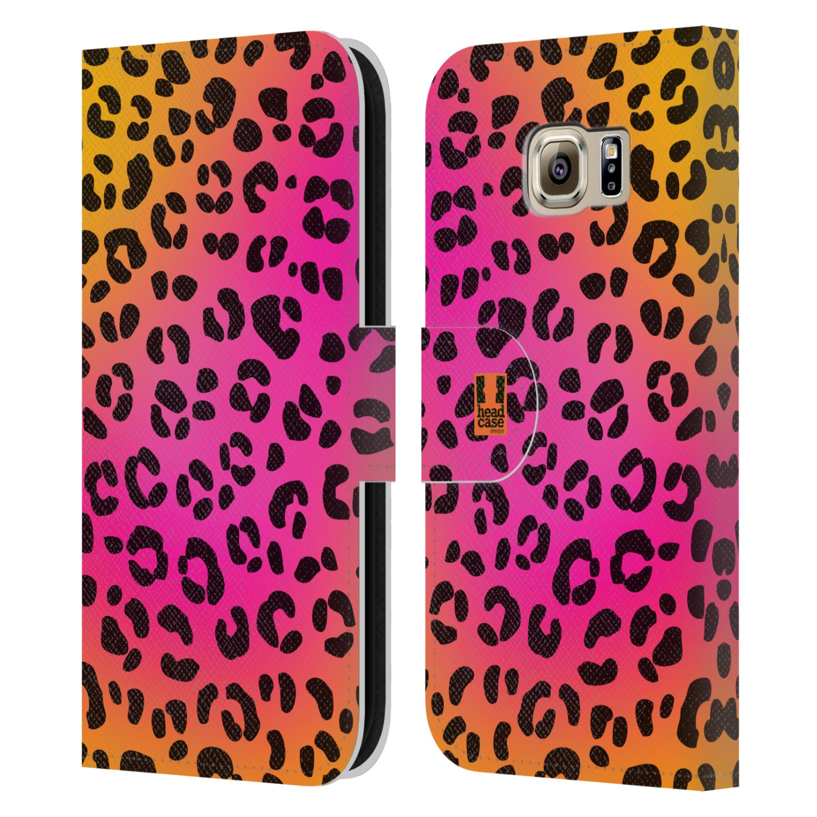 HEAD CASE Flipové pouzdro pro mobil Samsung Galaxy S6 (G9200) Zvířecí barevné vzory růžový leopard