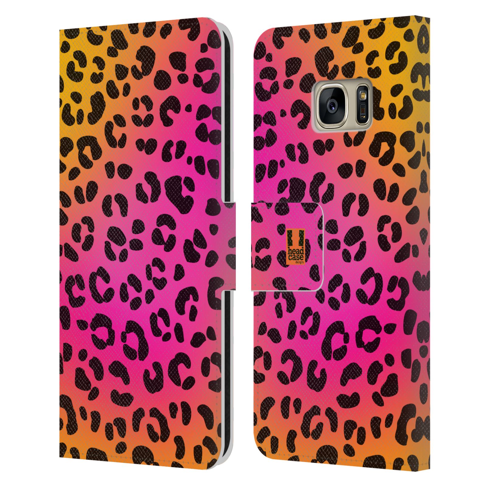 HEAD CASE Flipové pouzdro pro mobil Samsung Galaxy S7 (G9300) Zvířecí barevné vzory růžový leopard