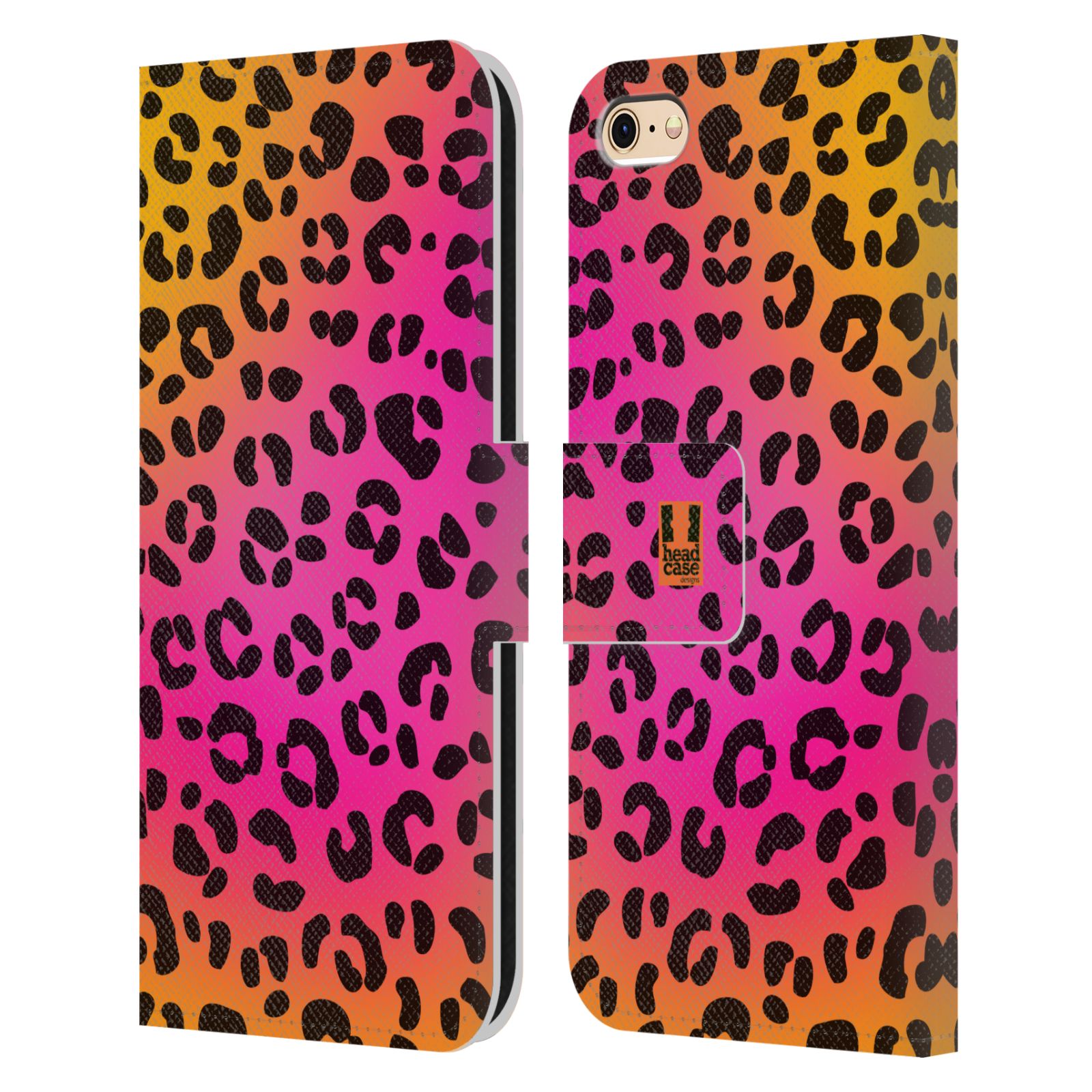 HEAD CASE Flipové pouzdro pro mobil Apple Iphone 6/6s Zvířecí barevné vzory růžový leopard