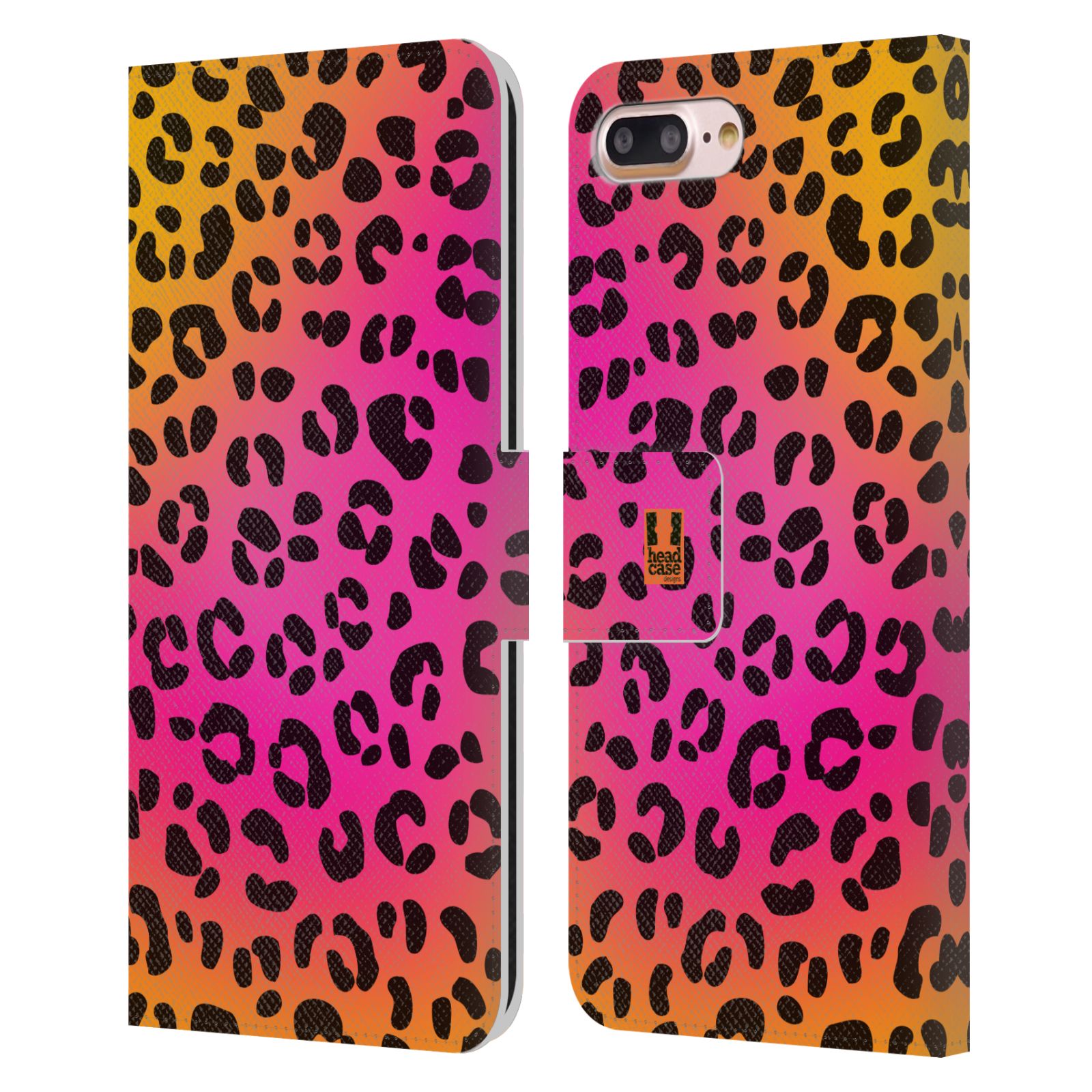HEAD CASE Flipové pouzdro pro mobil Apple Iphone 7 PLUS / 8 PLUS Zvířecí barevné vzory růžový leopard