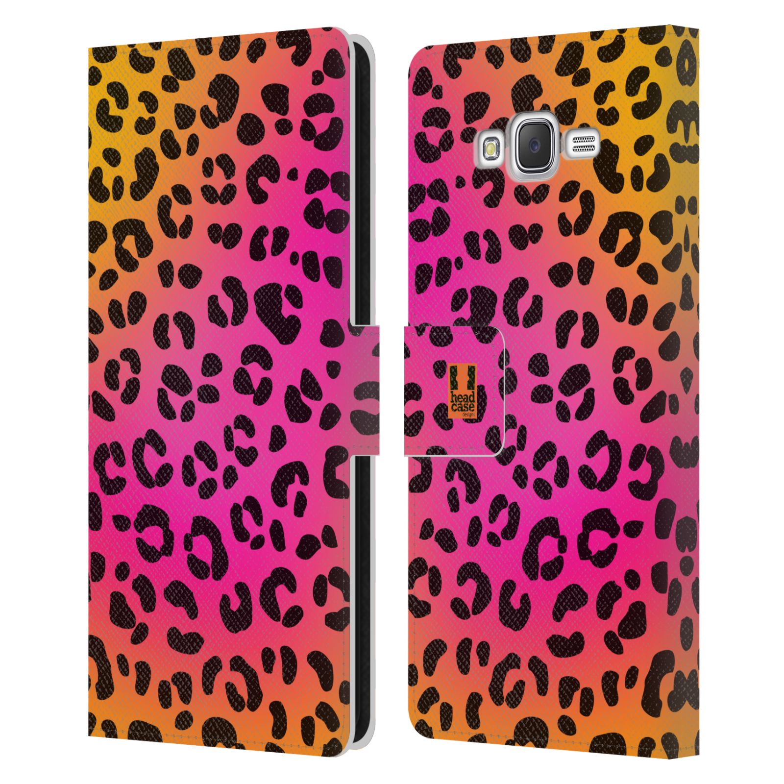 HEAD CASE Flipové pouzdro pro mobil Samsung Galaxy J7, J700 Zvířecí barevné vzory růžový leopard